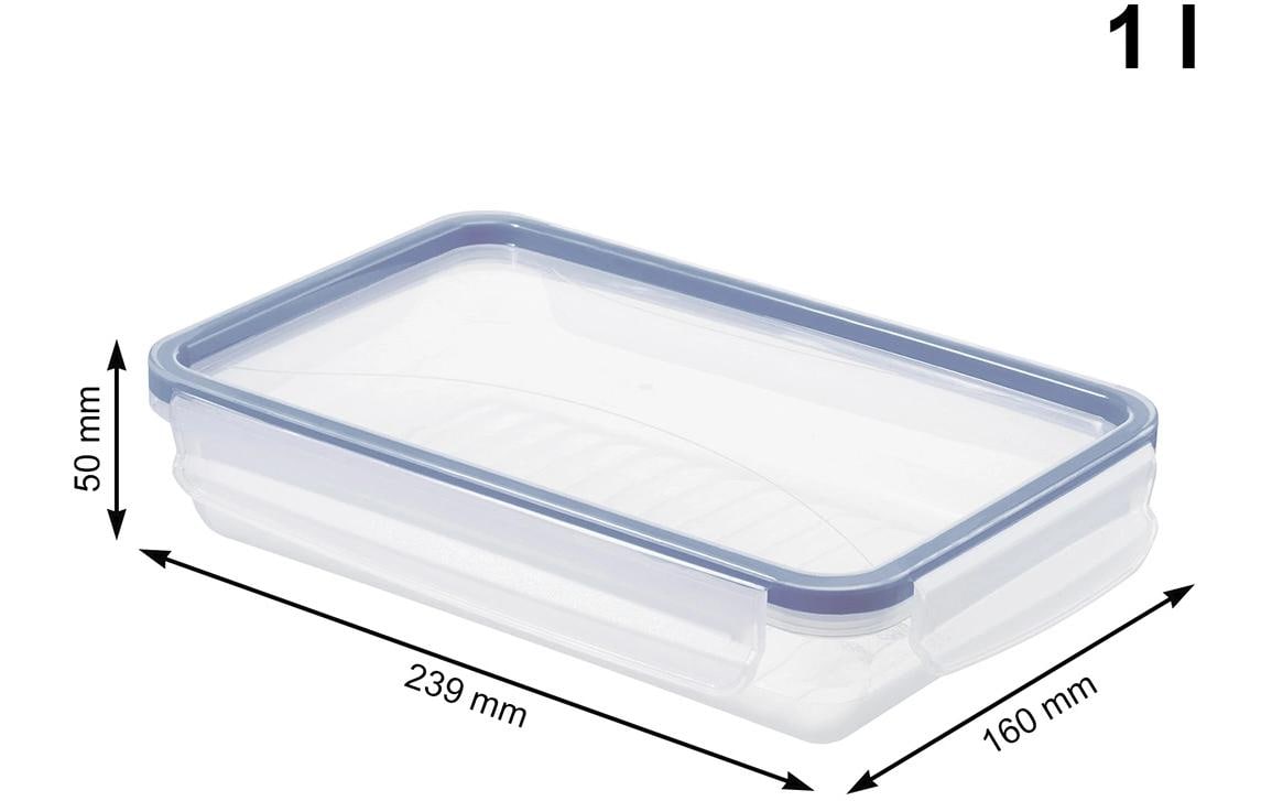 Rotho Kühlschrankdose Clic & Lock – 1 l – rechteckig – 23,9 × 5 × 16 cm – Kunststoff – transparent