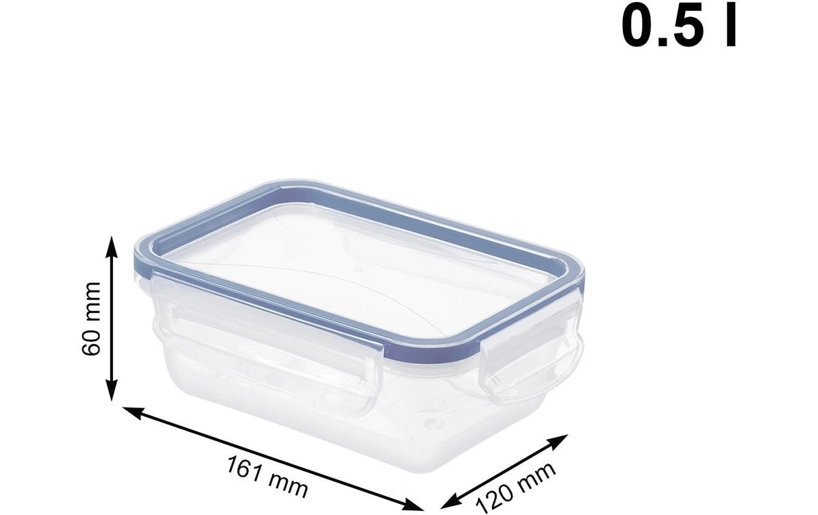 Rotho Clic & Lock – Vorratsdose 500 ml, 12 × 16 × 6 cm, Kunststoff, transparent/blau