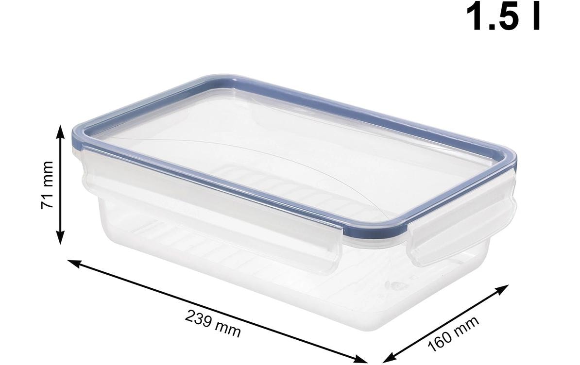 Rotho Kühlschrankdose Clic & Lock – 1,5 l – rechteckig – 23,9 × 7,1 × 16 cm – PP – transparent