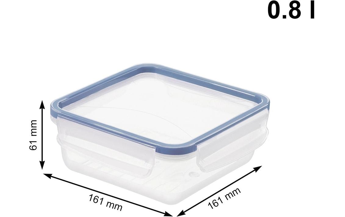 Rotho Vorratsdose 800 ml, 16 × 16 × 6 cm, Kunststoff, transparent/blau