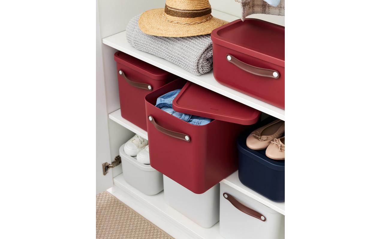 Rotho MALOJA Aufbewahrungsbox 27 l (mit Deckel) – Kunststoff – Dunkelbraun (mit Griff) – 290 × 295 × 400 mm