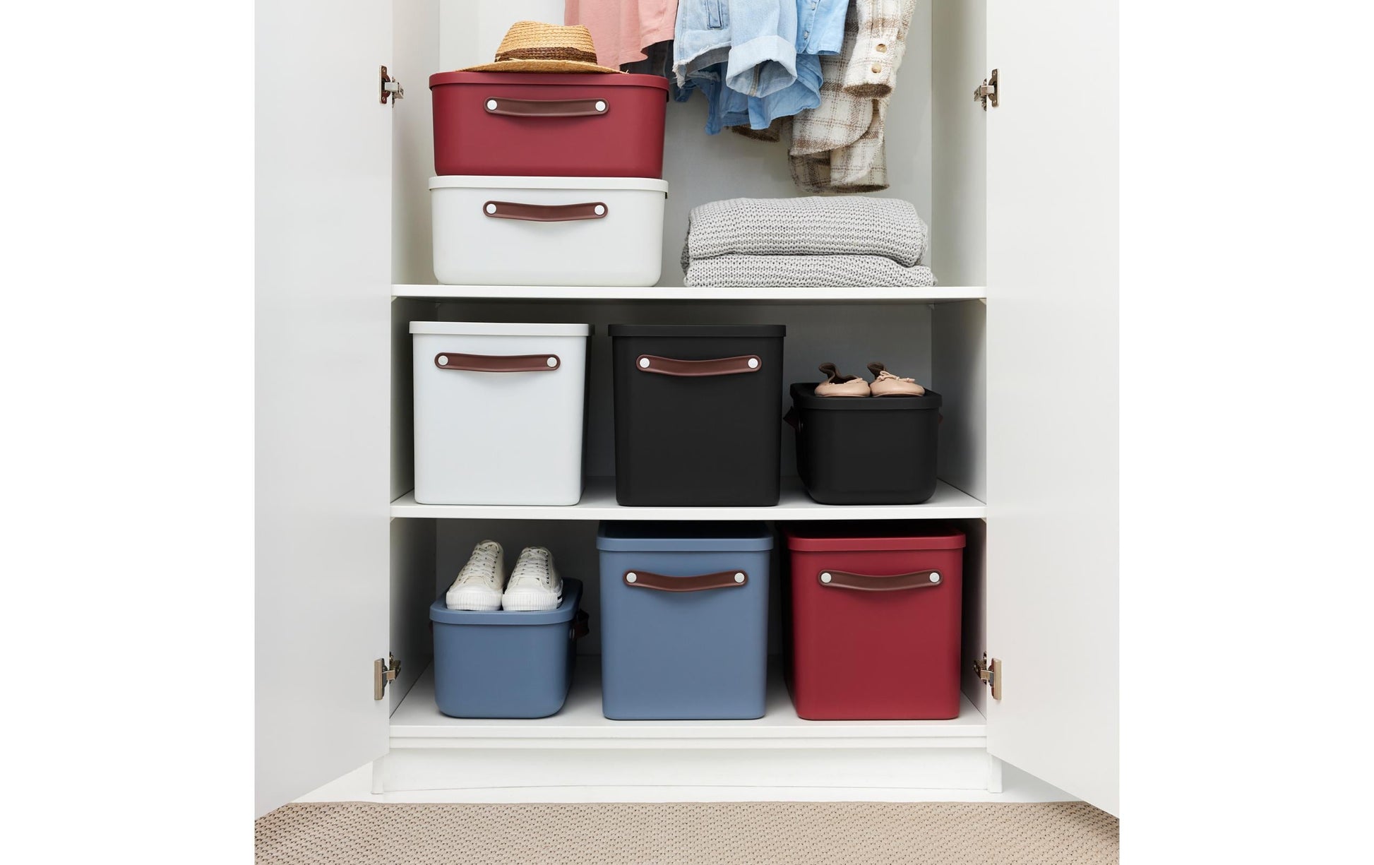 Rotho MALOJA Aufbewahrungsbox 27 l (mit Deckel) – Kunststoff – Dunkelbraun (mit Griff) – 290 × 295 × 400 mm
