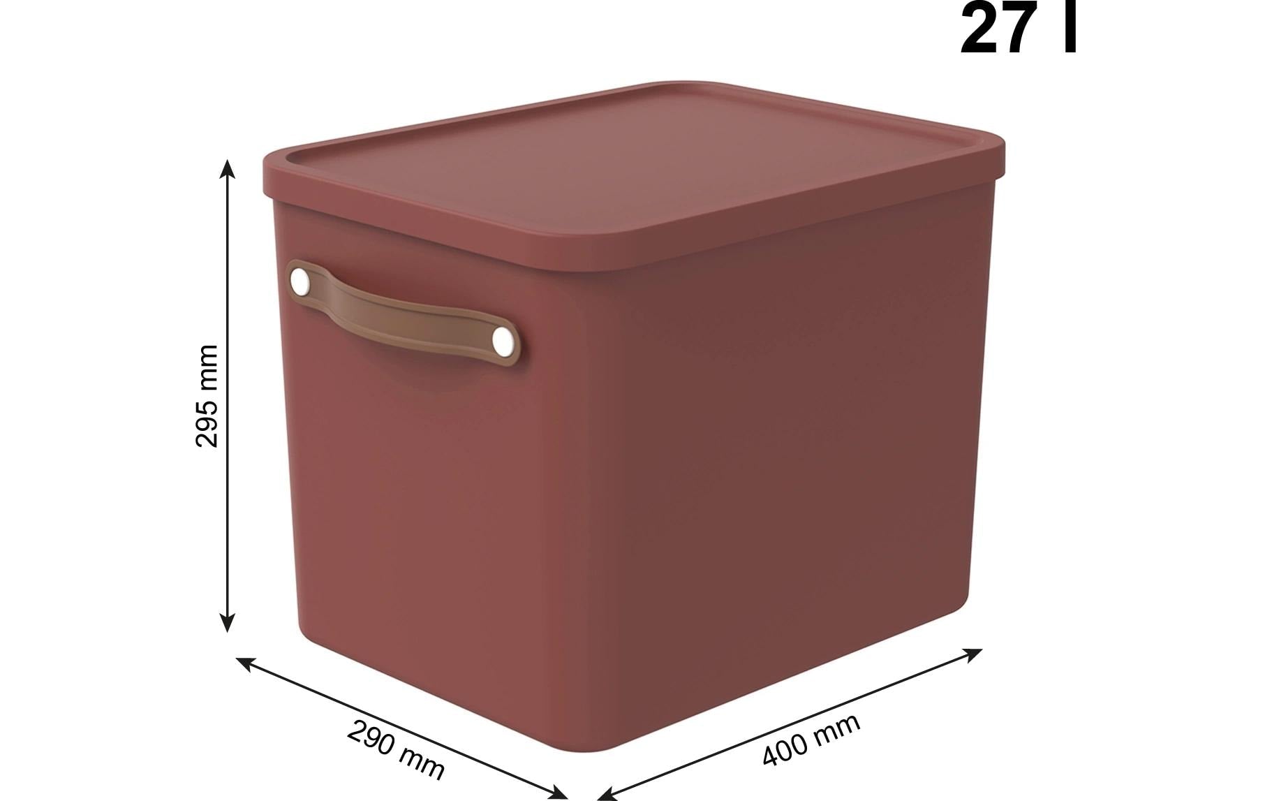 Rotho MALOJA Aufbewahrungsbox 27 l (mit Deckel) – Kunststoff – Dunkelbraun (mit Griff) – 290 × 295 × 400 mm