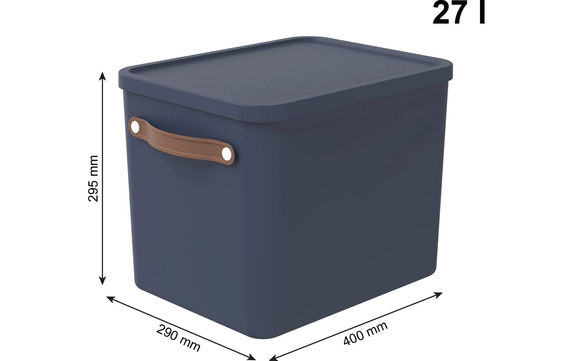 Rotho MALOJA Aufbewahrungsbox 27 l (mit Deckel) – Kunststoff – Blau – 290 × 295 × 400 mm
