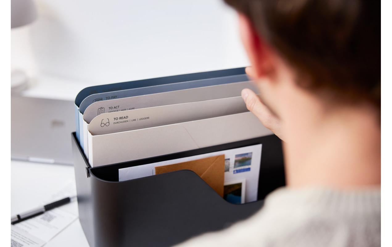 Rotho Briefkorb – Kunststoff, für A4, grau, B 350 × H 250 × T 150 mm, Serie Inbox MY PAPER Basic