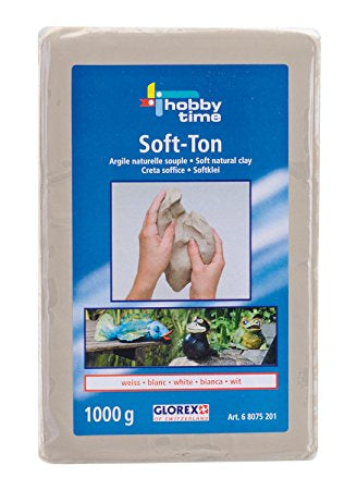 GLOREX Modellierton (Töpferton), Weiss, lufttrocknend, 1 kg