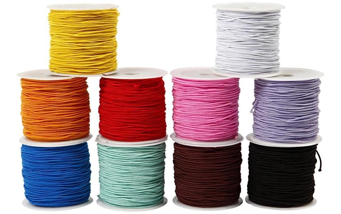 Creativ Company Kordelband (Schmuckkordel), Mehrfarbig, Ø 1 mm × 25 m, 10 Stk.