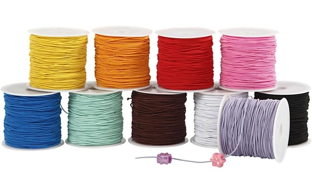 Creativ Company Kordelband (Schmuckkordel), Mehrfarbig, Ø 1 mm × 25 m, 10 Stk.