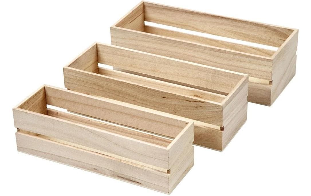 Creativ Company Aufbewahrungsbox – Holz – Braun – ohne Deckel – 85 × 70 × 235 mm – 3-teiliges Set
