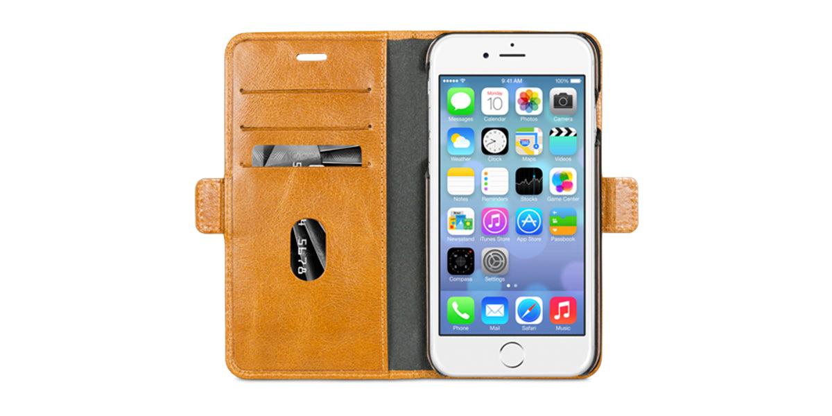 dbramante1928 Copenhagen Wallethülle – für Apple iPhone 8/7/6 Plus, mit Ständer, 3 Kartenfächer, Leder, Beige