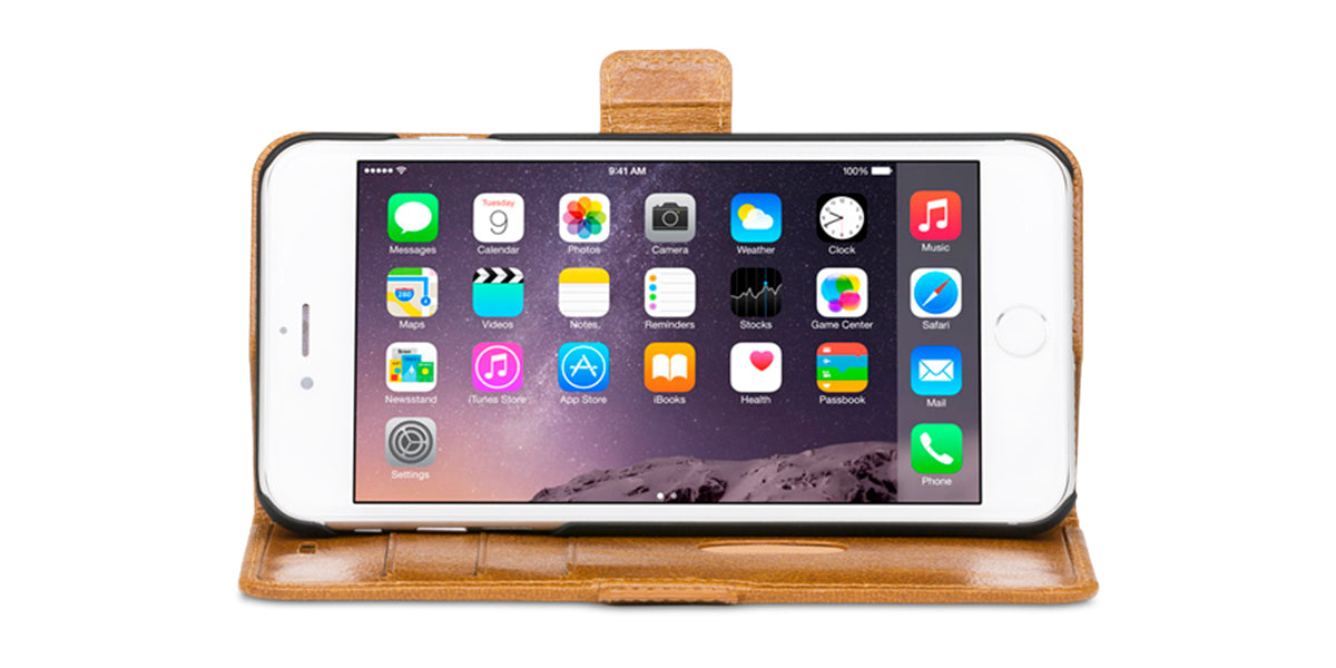 dbramante1928 Copenhagen Wallethülle – für Apple iPhone 8/7/6 Plus, mit Ständer, 3 Kartenfächer, Leder, Beige
