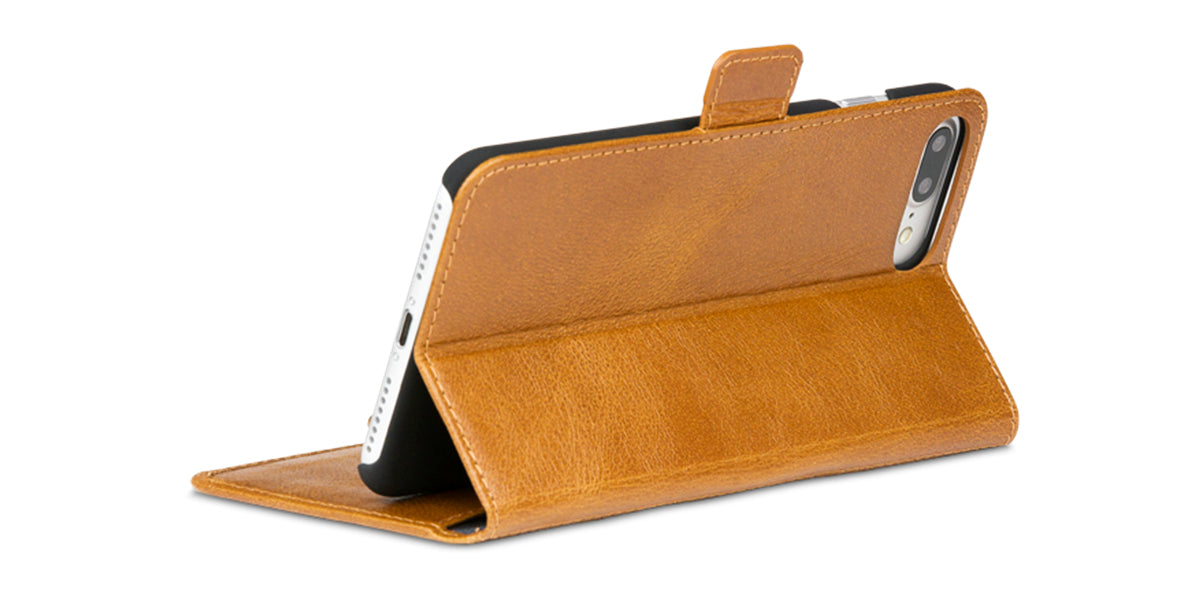 dbramante1928 Copenhagen Wallethülle – für Apple iPhone 8/7/6 Plus, mit Ständer, 3 Kartenfächer, Leder, Beige