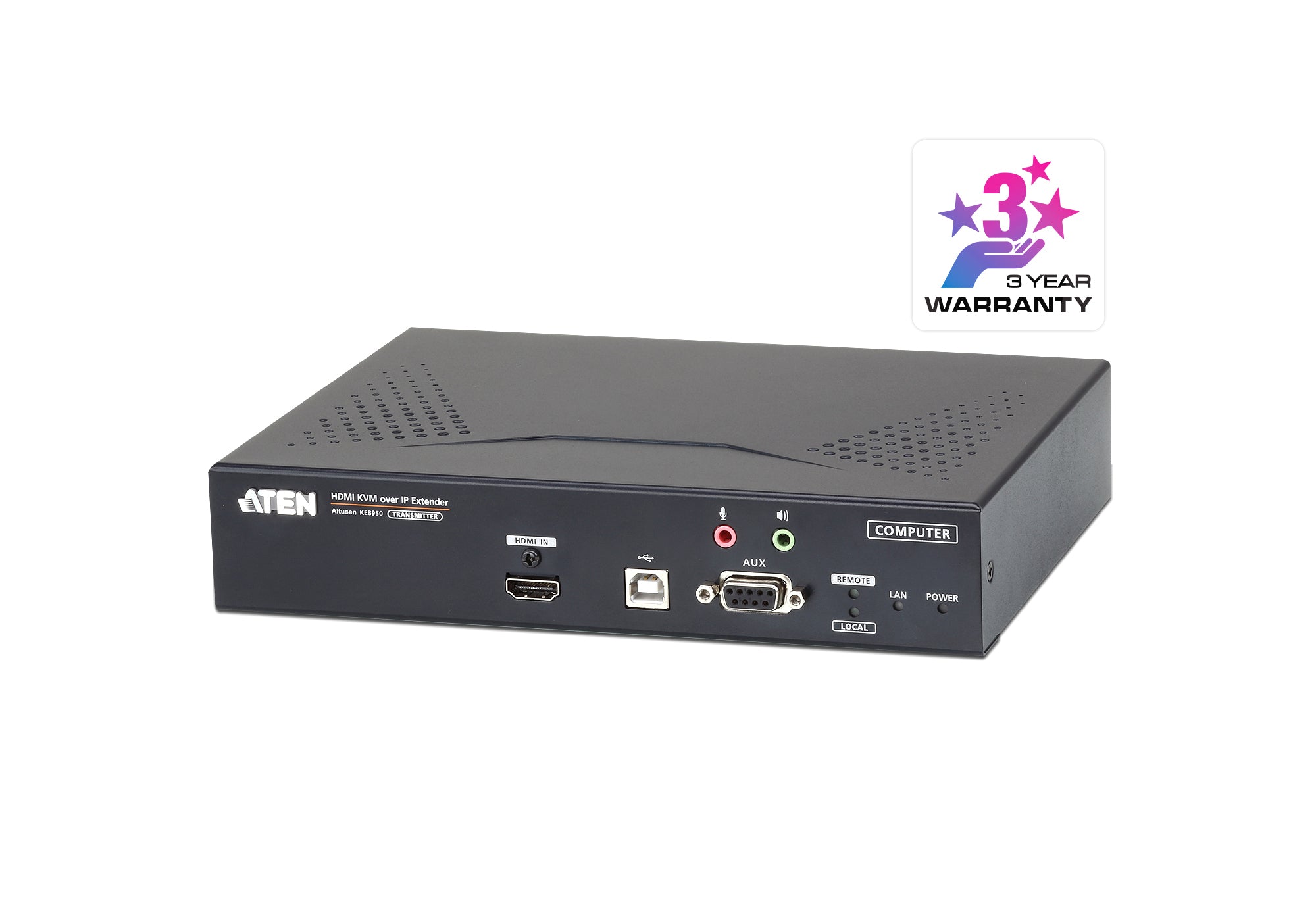 ATEN KE8950T – KVM-Extender (Sender), über IP, 4K@30 Hz, 2× HDMI, 2× USB‑A, 4:4:4, HDCP 1.4, 1 Gbit/s SFP