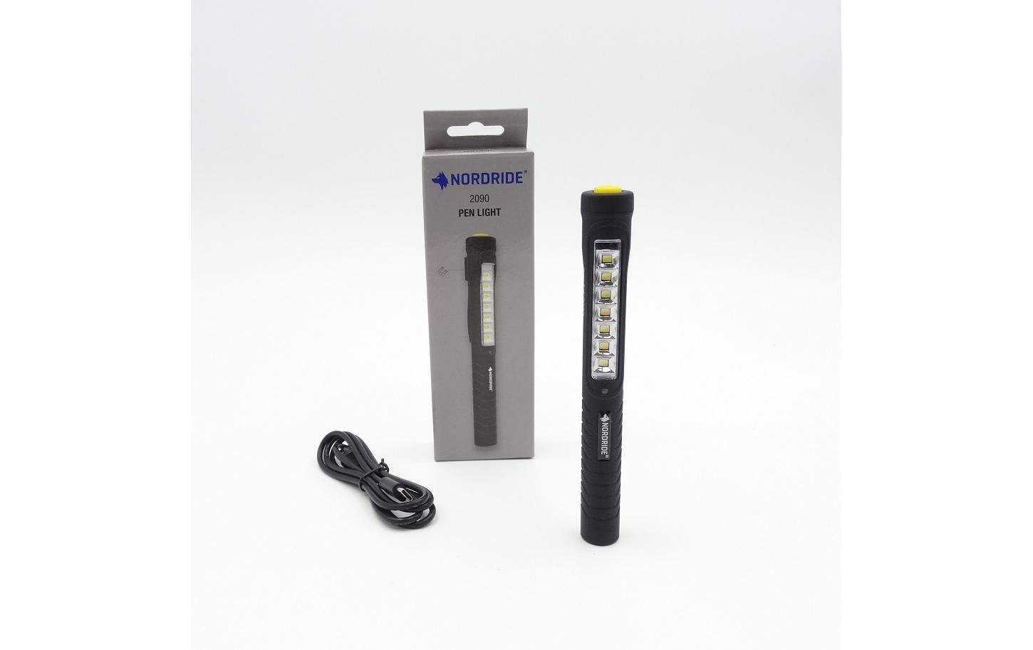 NORDRIDE Taschenlampe 2090 – 90 lm, 750 mAh, USB-Ladeport, Magnet – Schwarz