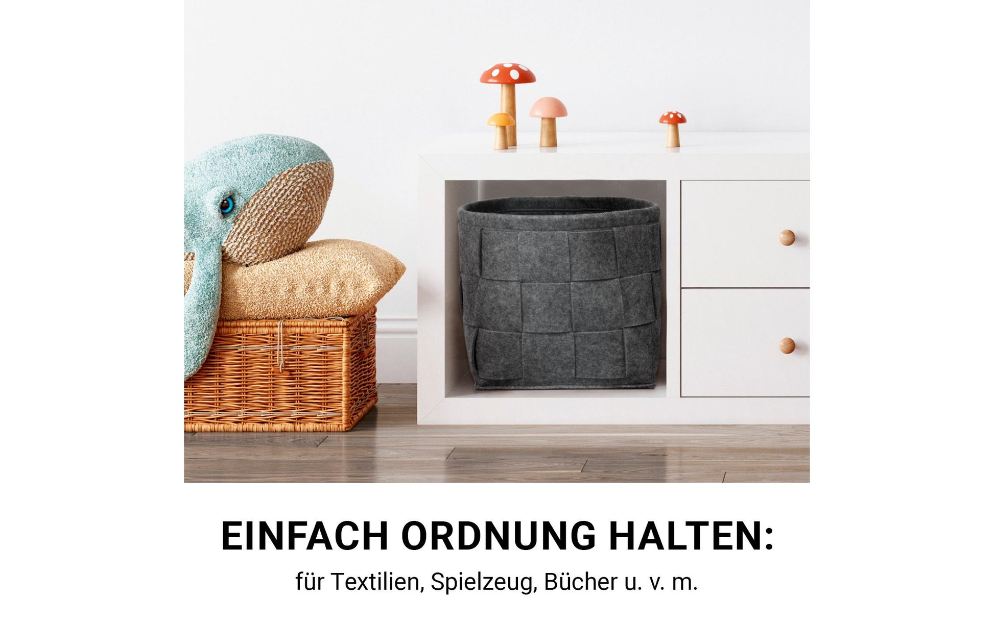 N8werk Aufbewahrungskorb – Filz – Dunkelgrau – 400 × 300 × 300 mm