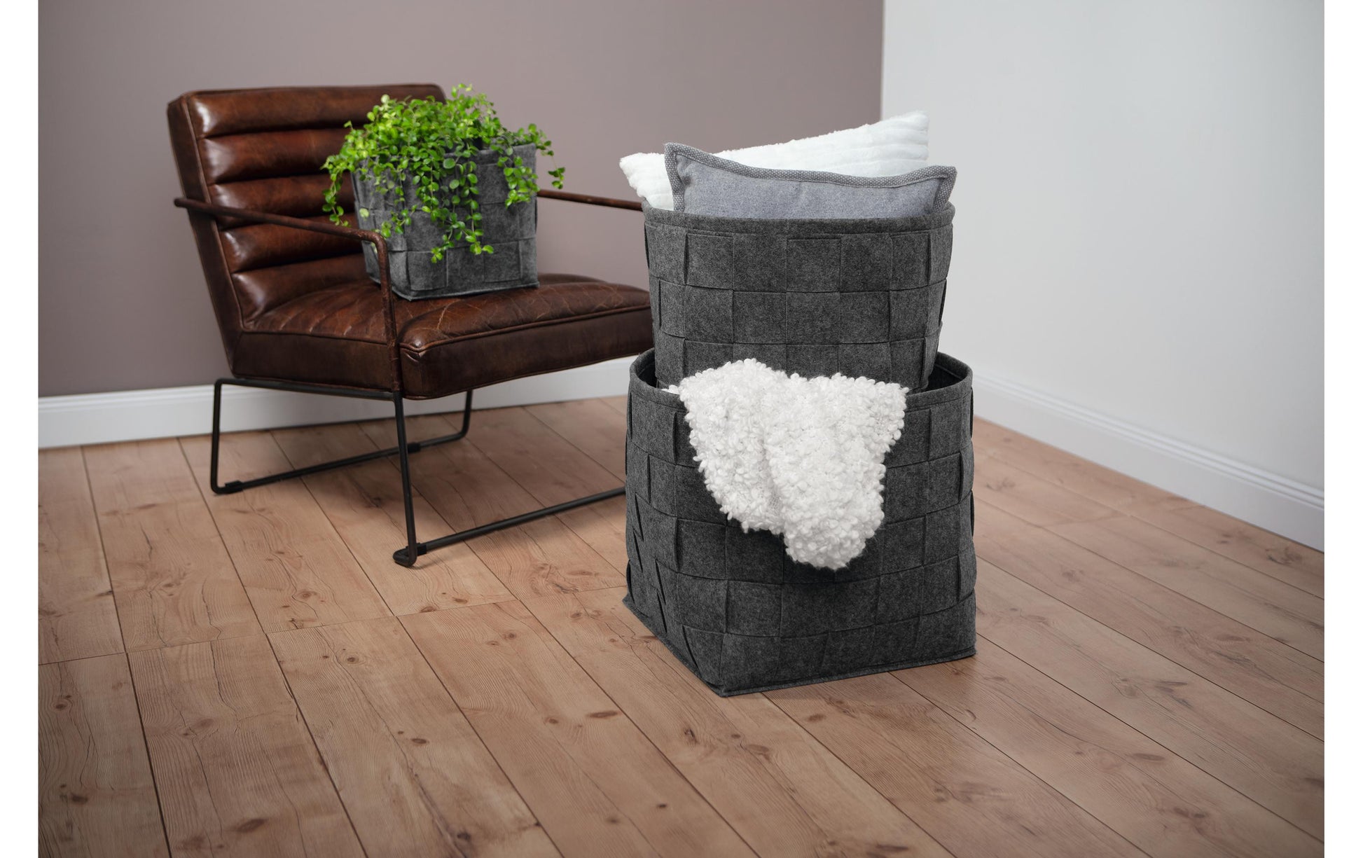 N8werk Aufbewahrungskorb – Filz – Dunkelgrau – 400 × 300 × 300 mm