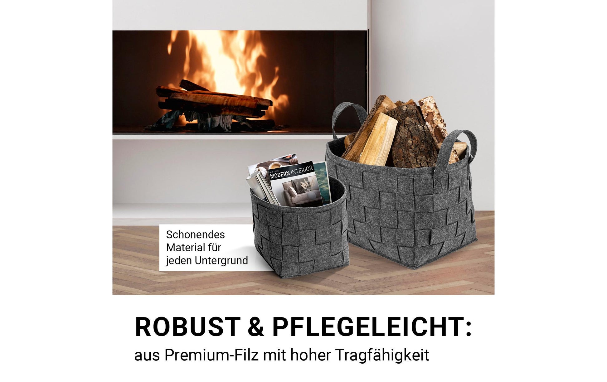 N8werk Aufbewahrungskorb – Filz – Dunkelgrau – 400 × 300 × 300 mm
