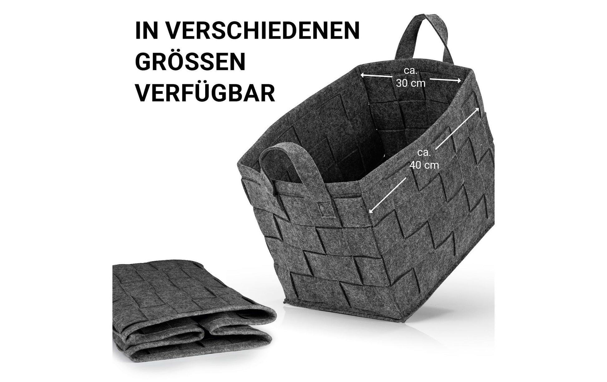 N8werk Aufbewahrungskorb – Filz – Dunkelgrau – 400 × 300 × 300 mm