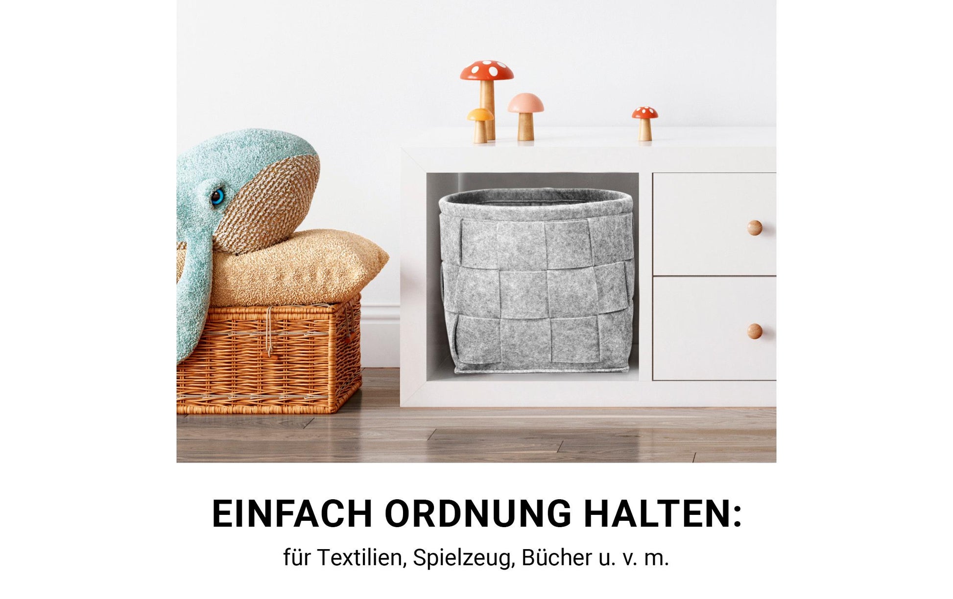 N8werk Aufbewahrungskorb – Filz – Hellgrau – 320 × 320 × 320 mm