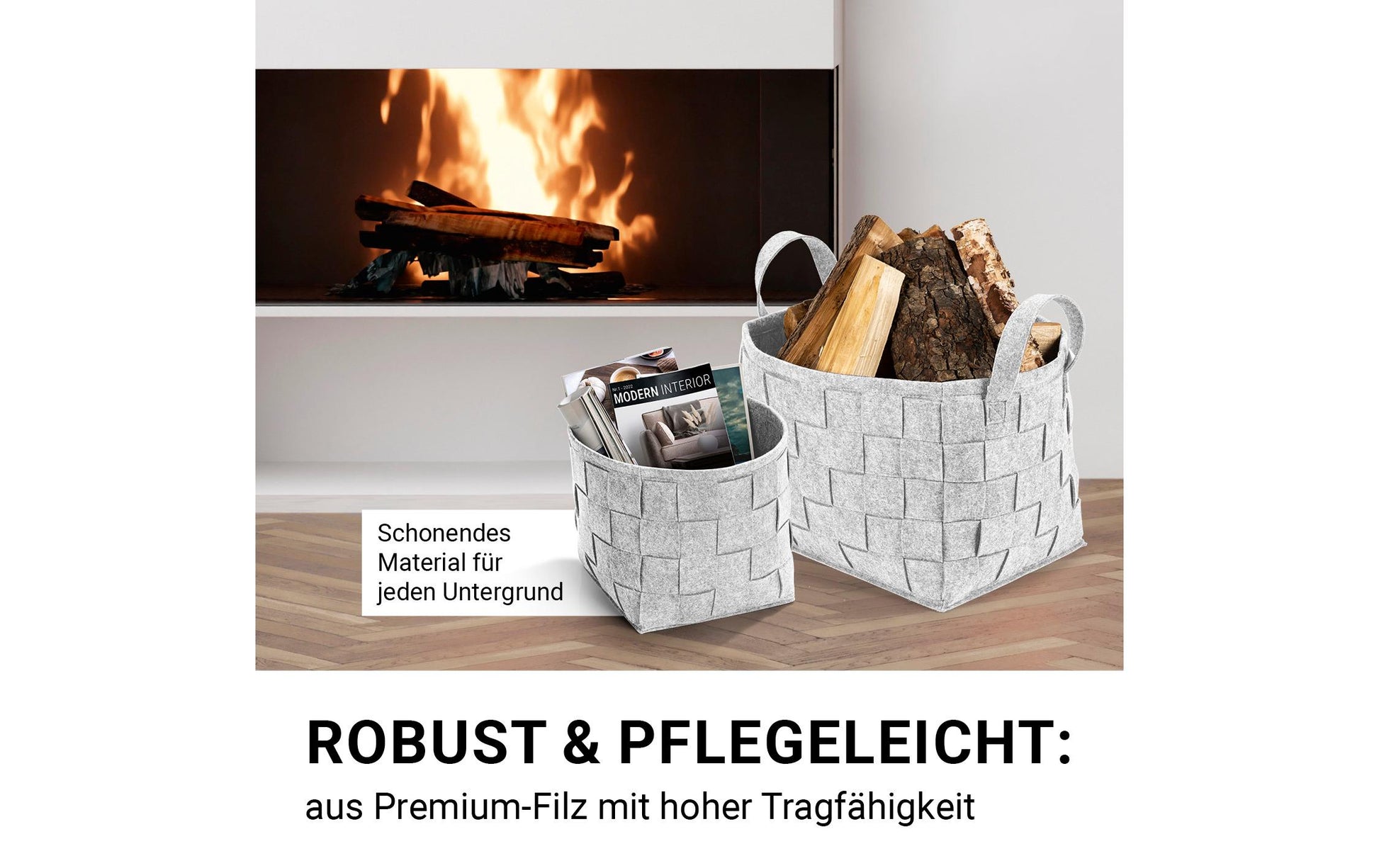 N8werk Aufbewahrungskorb – Filz – Hellgrau – 320 × 320 × 320 mm