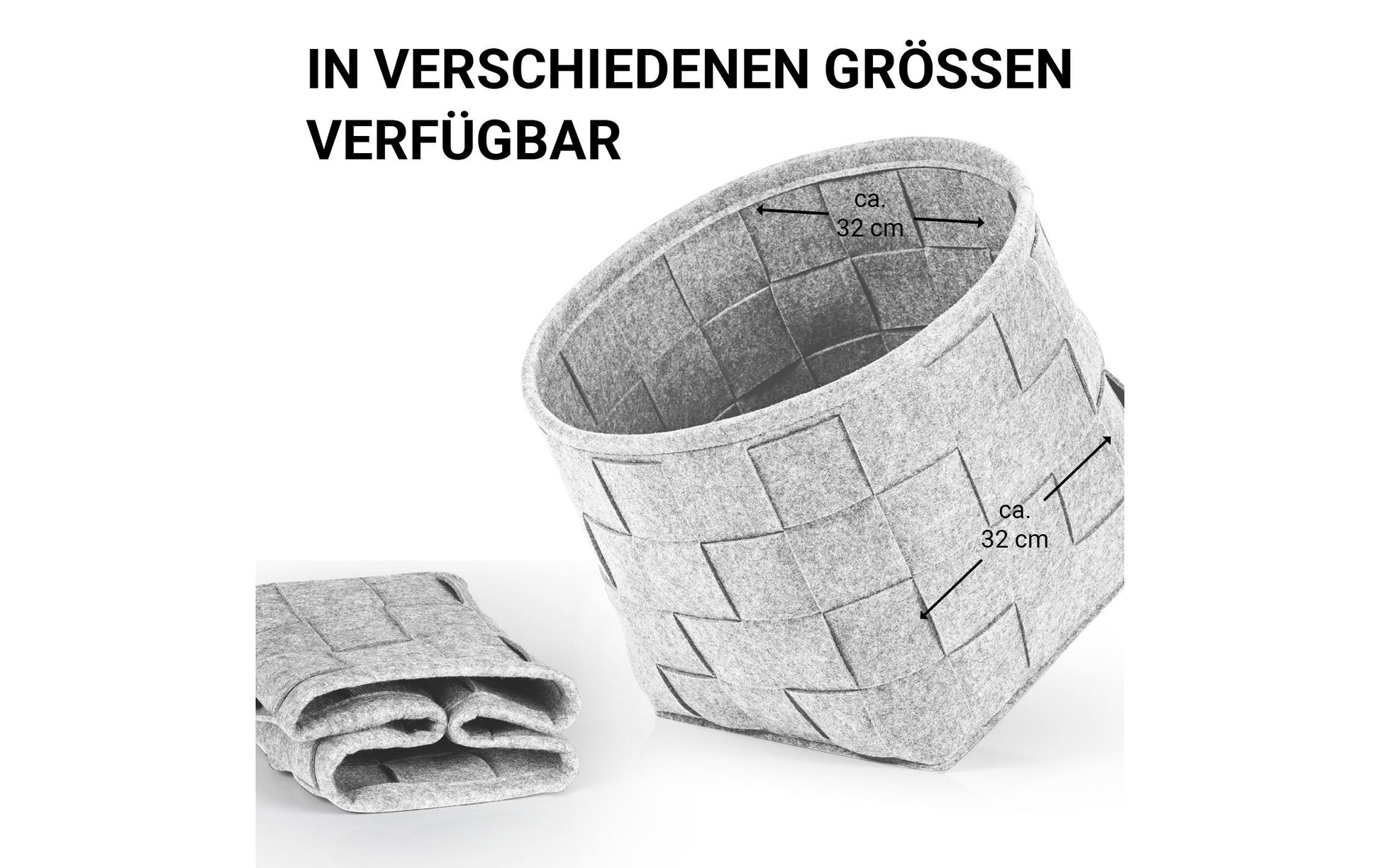 N8werk Aufbewahrungskorb – Filz – Hellgrau – 320 × 320 × 320 mm