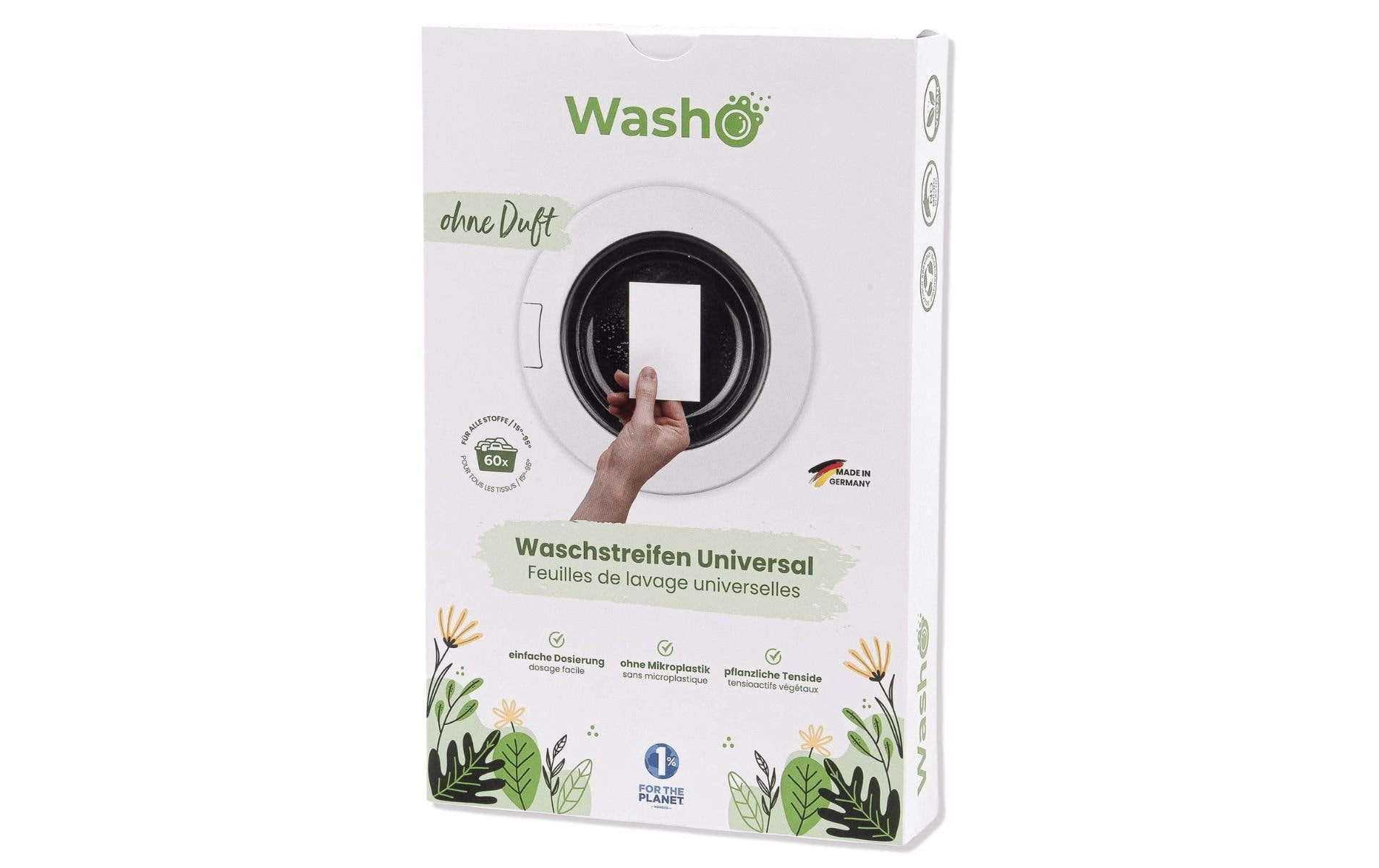 Washo Waschstreifen – ohne Duft – 60 Streifen – biologisch abbaubar