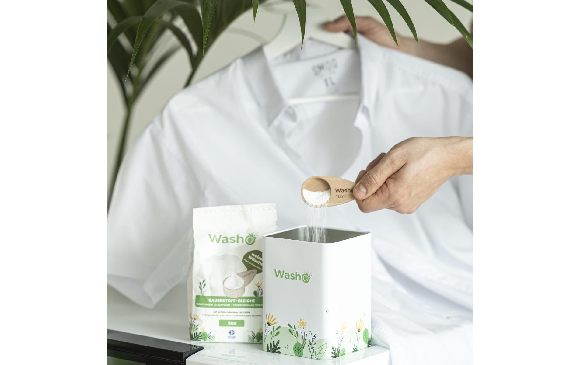 Washo Fleckentferner für Weiss – Ohne Duft – Pulver – 1 kg – Biologisch Abbaubar