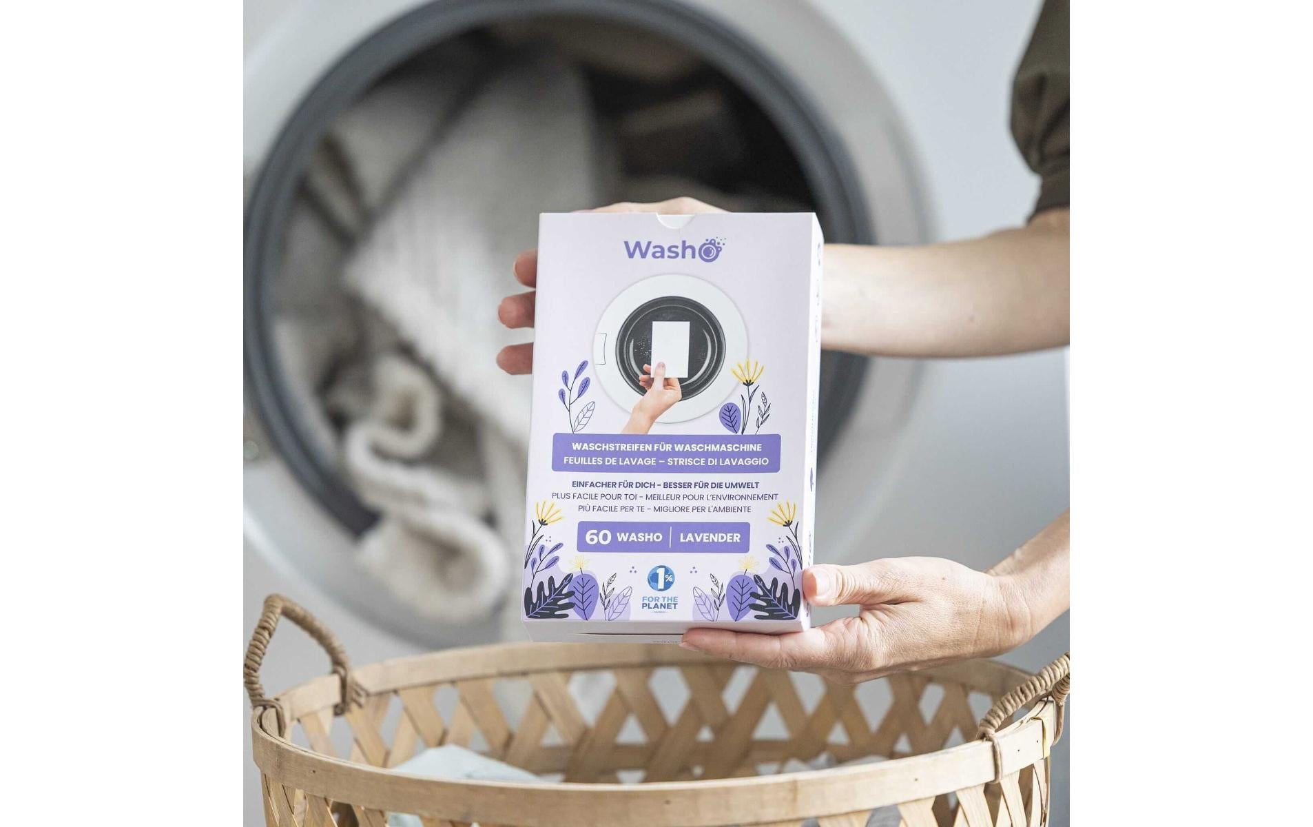 Washo Waschstreifen für Universal – Lavendel – 60 Streifen – biologisch abbaubar