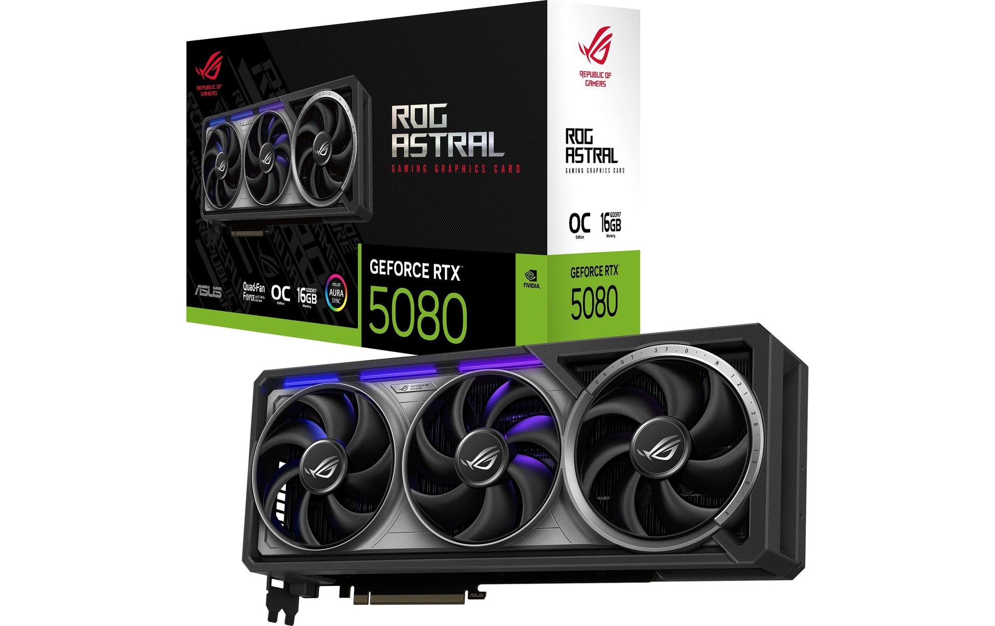 ASUS ROG-ASTRAL-RTX5080-O16G-GAMING – PCIe Grafikkarte – 3×DisplayPort, 1×HDMI, PCIe 5.0, 1×16‑pin