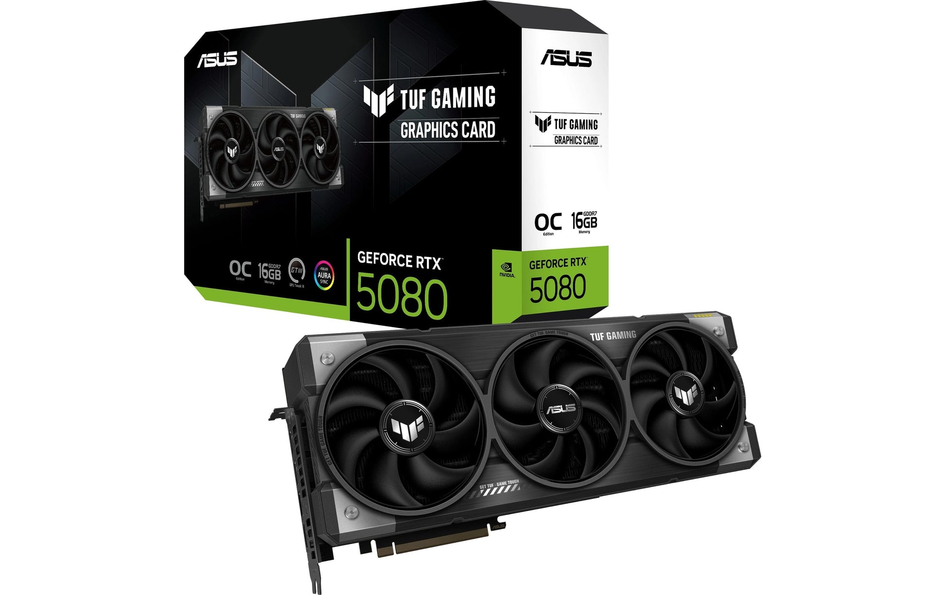 ASUS TUF-RTX5080-O16G-GAMING – Grafikkarte – GeForce RTX 5080, 16 GB GDDR7, PCIe 5.0, 3×DP, 2×HDMI, 3 Lüfter