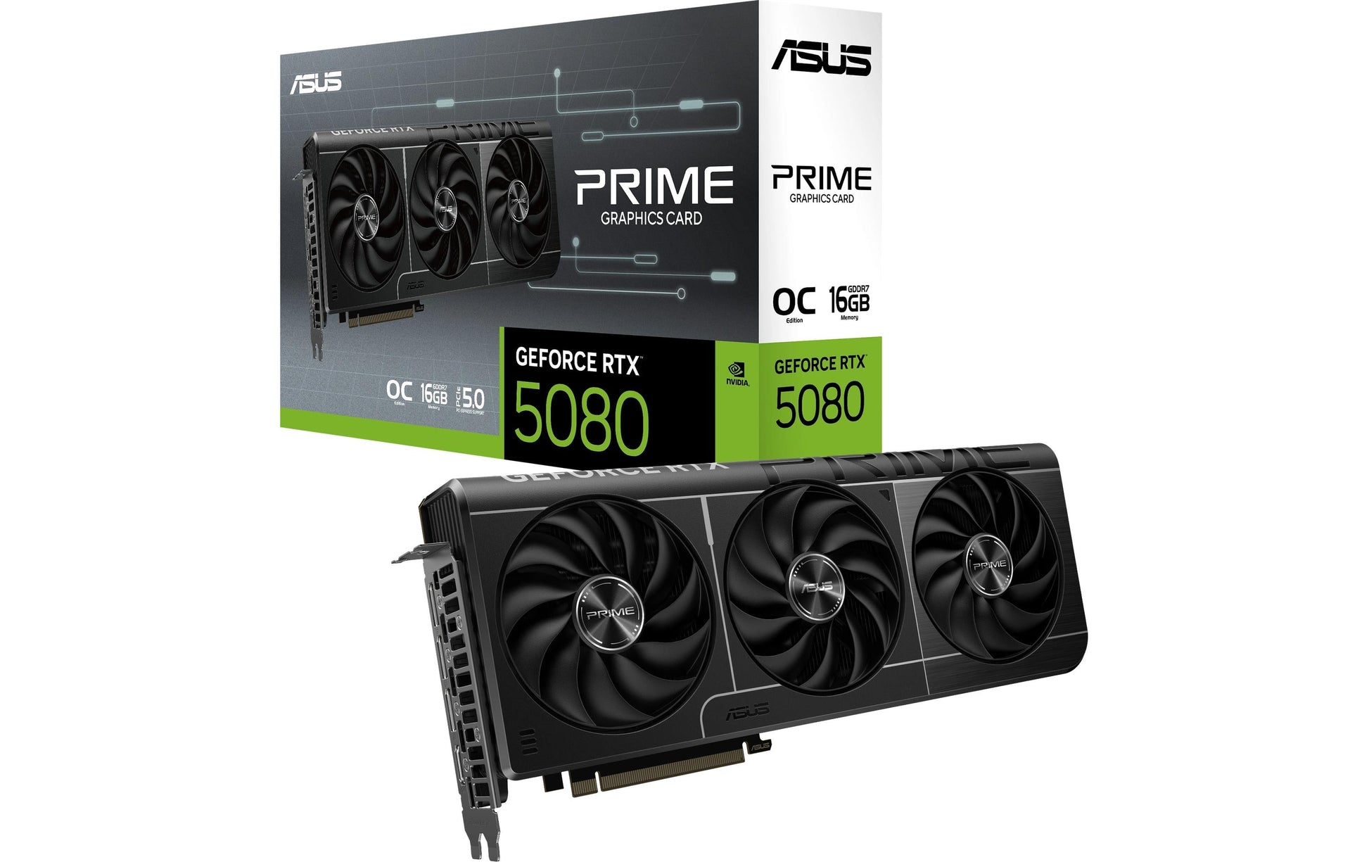 ASUS PRIME-RTX5080-O16G – PCIe Grafikkarte – 16 GB GDDR7, 3×DisplayPort, 1×HDMI 2.1b, PCIe 5.0, 1×16-polig