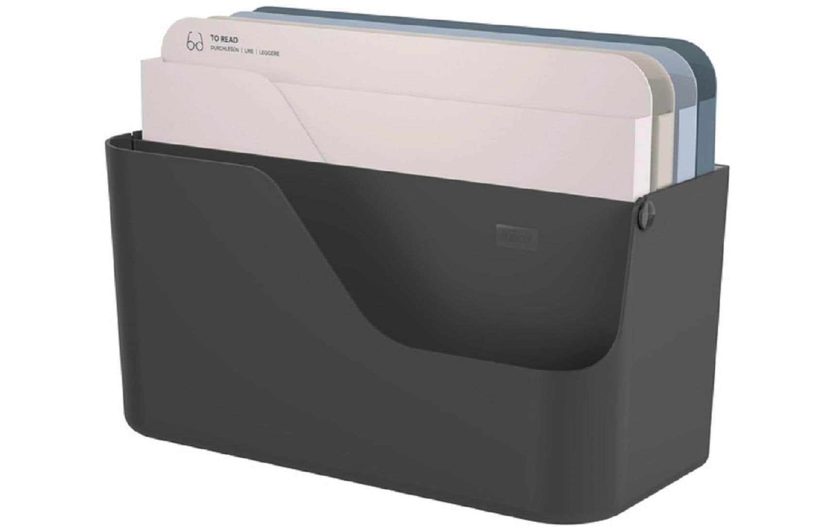 Rotho Briefkorb – Kunststoff, für A4, grau, B 350 × H 250 × T 150 mm, Serie Inbox MY PAPER Basic