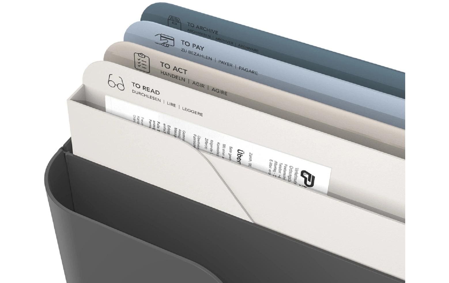 Rotho Briefkorb – Kunststoff, für A4, grau, B 350 × H 250 × T 150 mm, Serie Inbox MY PAPER Basic
