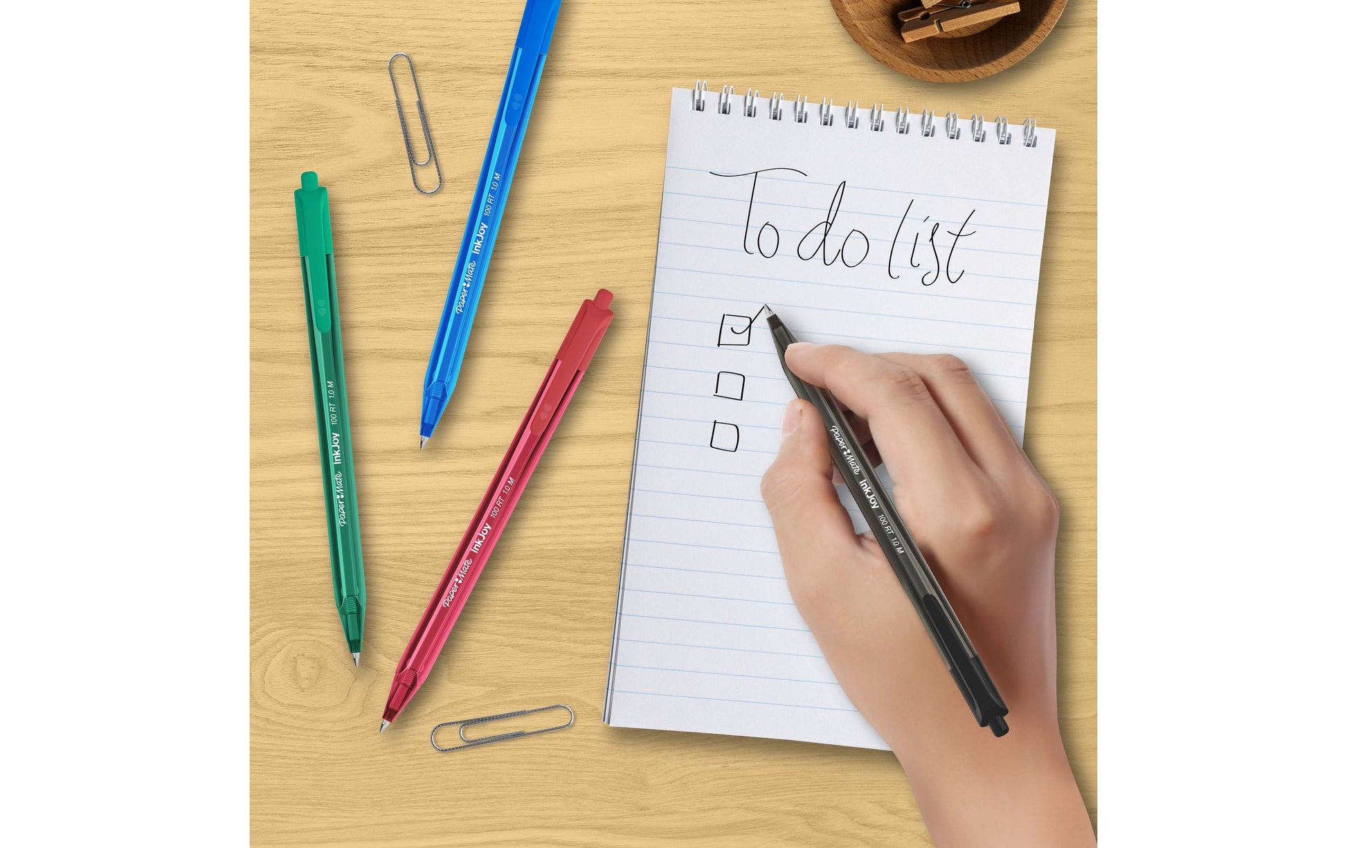Papermate InkJoy 100RT Kugelschreiber – 20er Pack, Blau, Spitze 1 mm, Druck