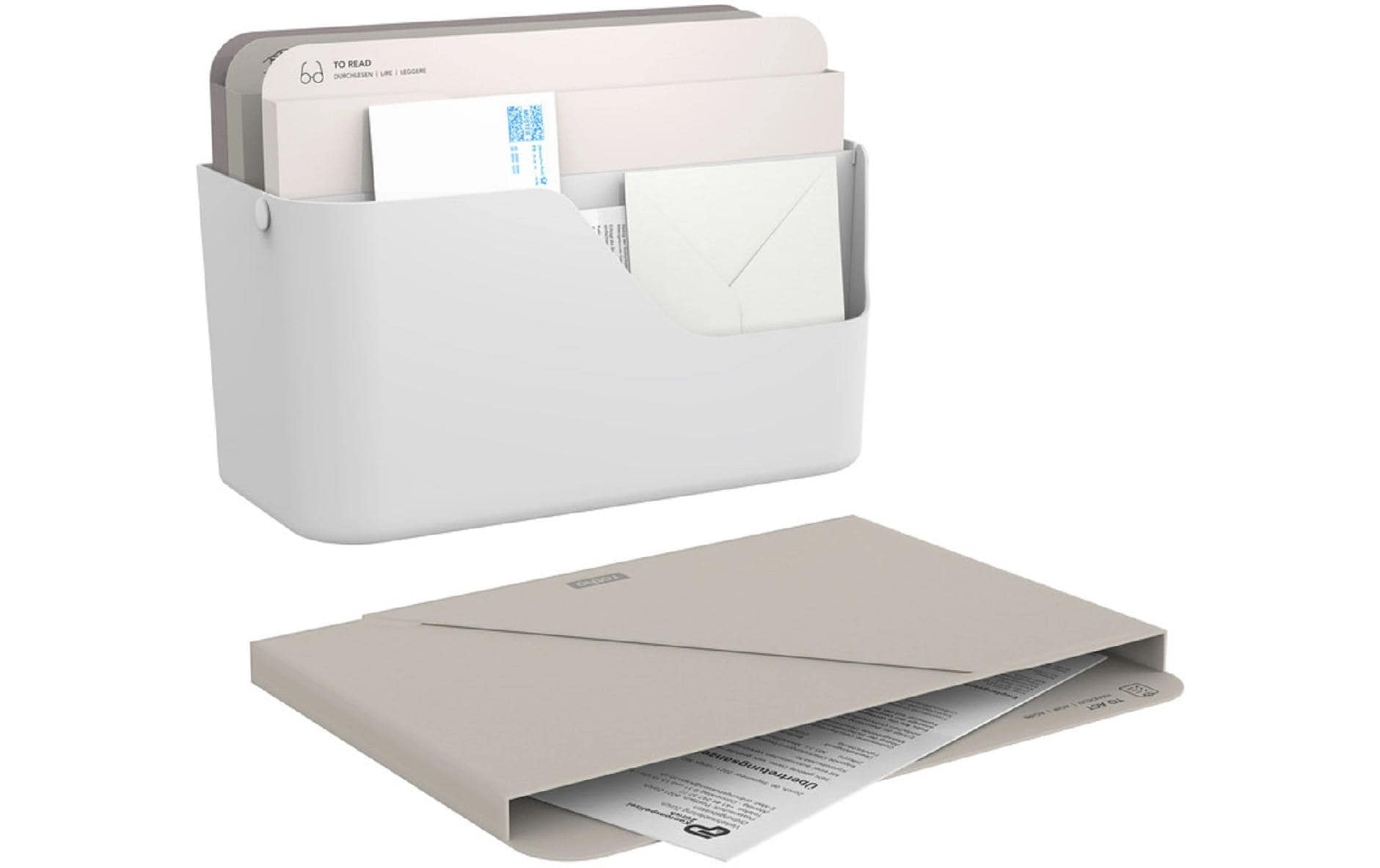 Rotho Briefkorb – Kunststoff, für A4, weiss, B 350 × H 250 × T 150 mm