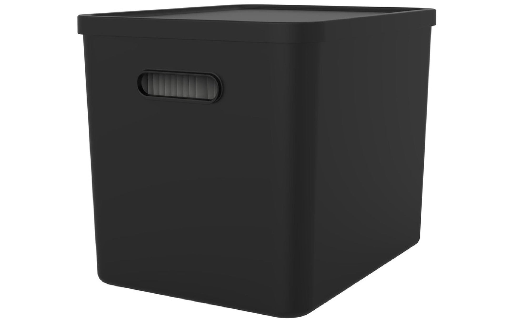Rotho My Paper Archivbox A4 – mit Deckel, mit Griffloch, stapelbar, 400 × 290 × 295 mm, schwarz