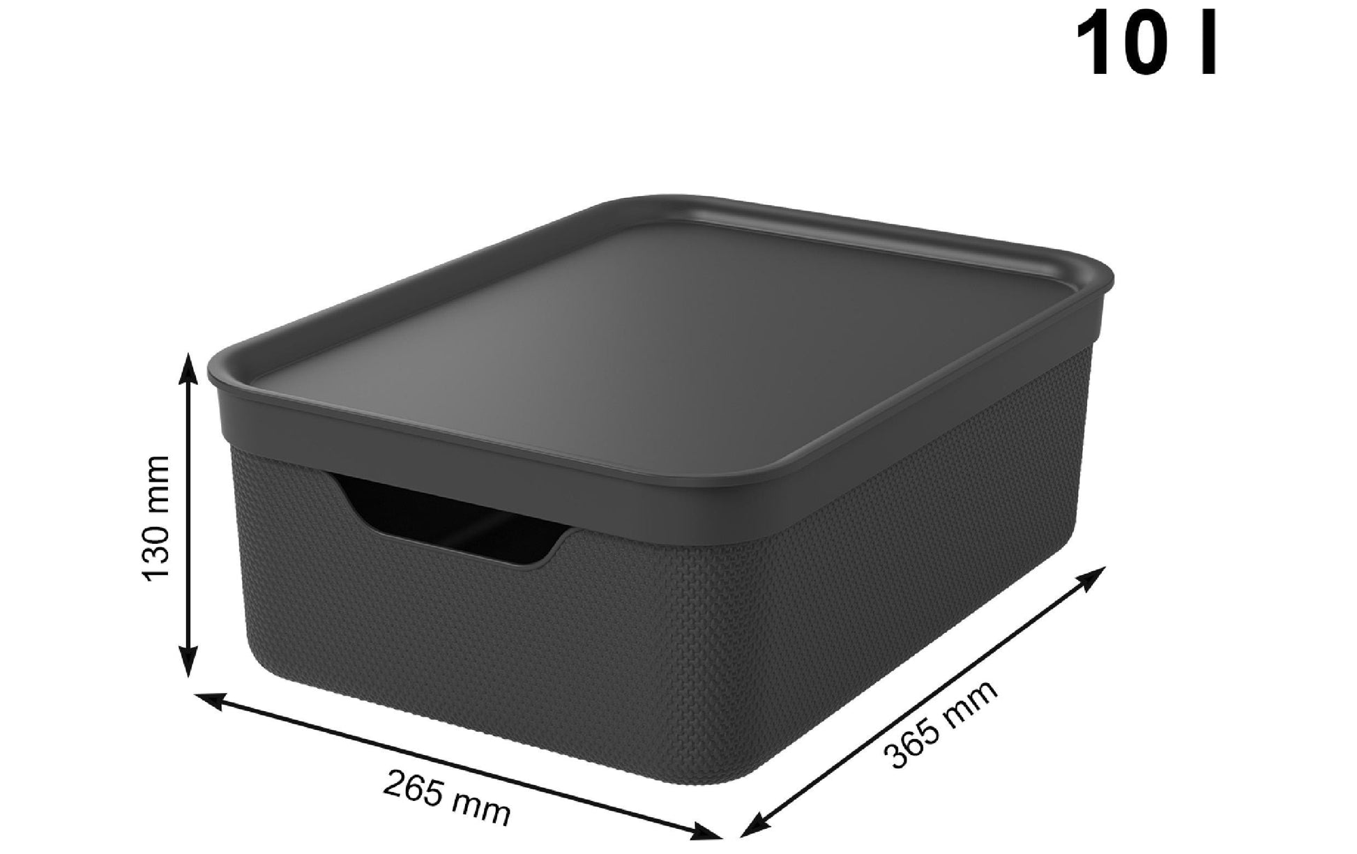 Rotho Aufbewahrungsbox 13 l (mit Deckel) – Kunststoff – schwarz – für A4 – 278 × 130 × 375 mm – 3 Stück