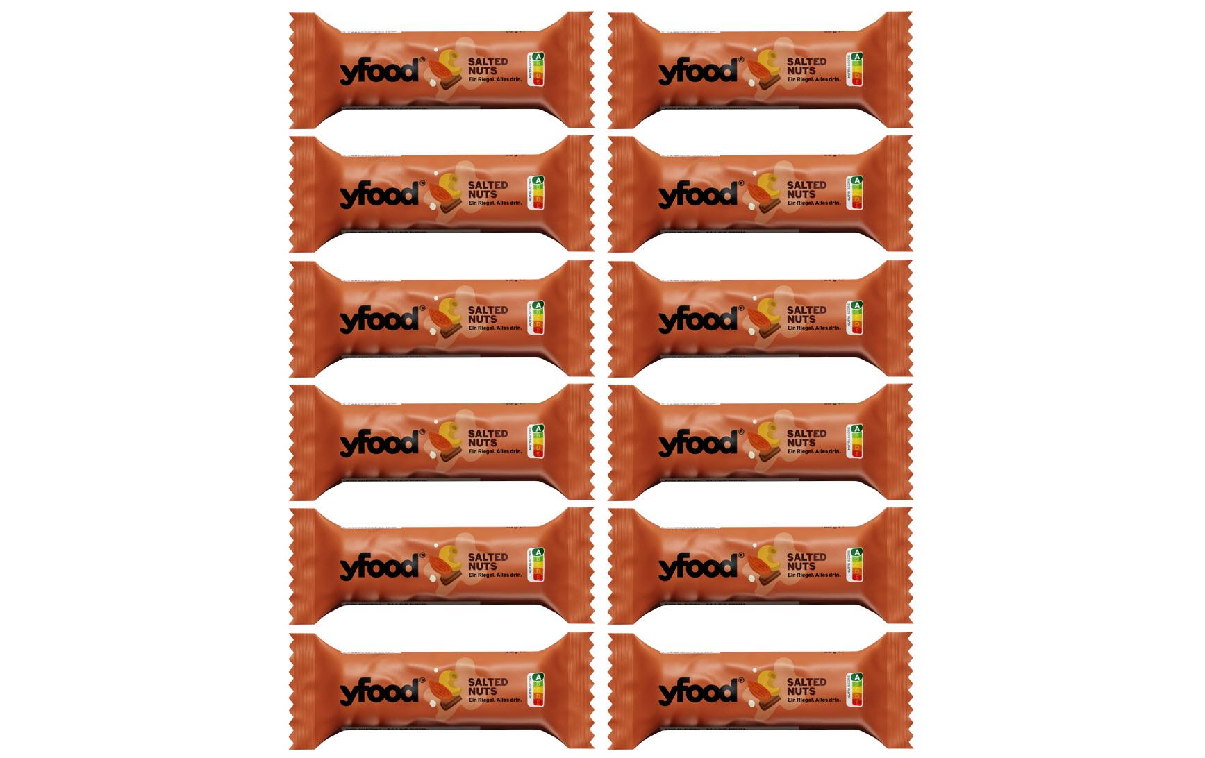 YFood Protein-Riegel – Gesalzene Haselnuss & Schokolade – 12 × 60 g