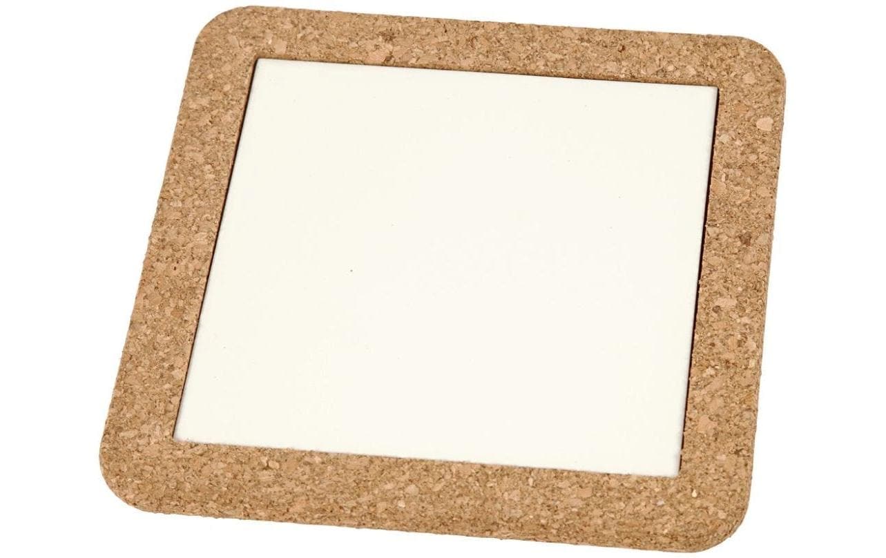 Creativ Company Untersetzer – 11 × 11 × 1 cm, Kork, Weiss/Braun