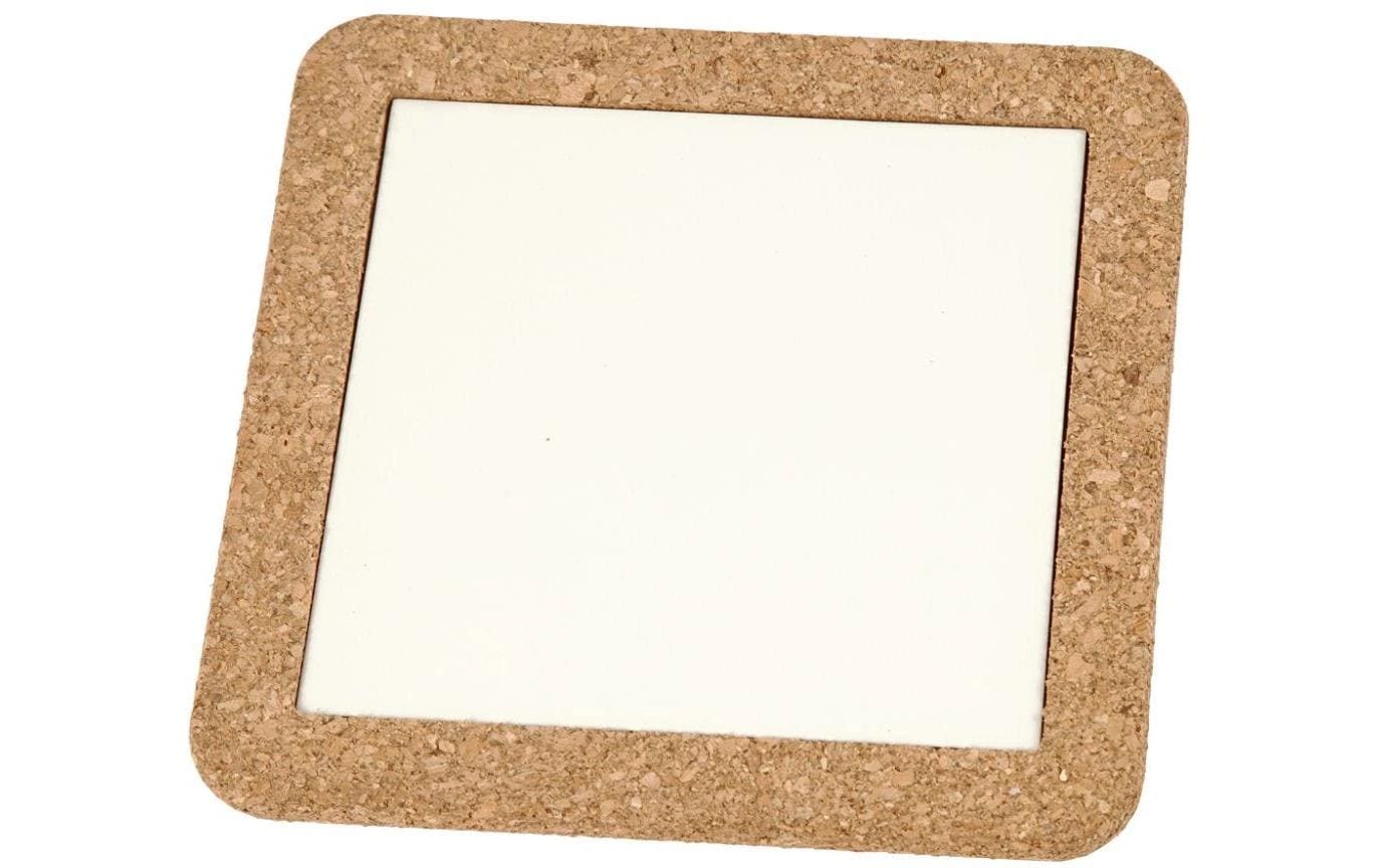 Creativ Company Untersetzer – 11 × 11 × 1 cm, Kork, Weiss/Braun