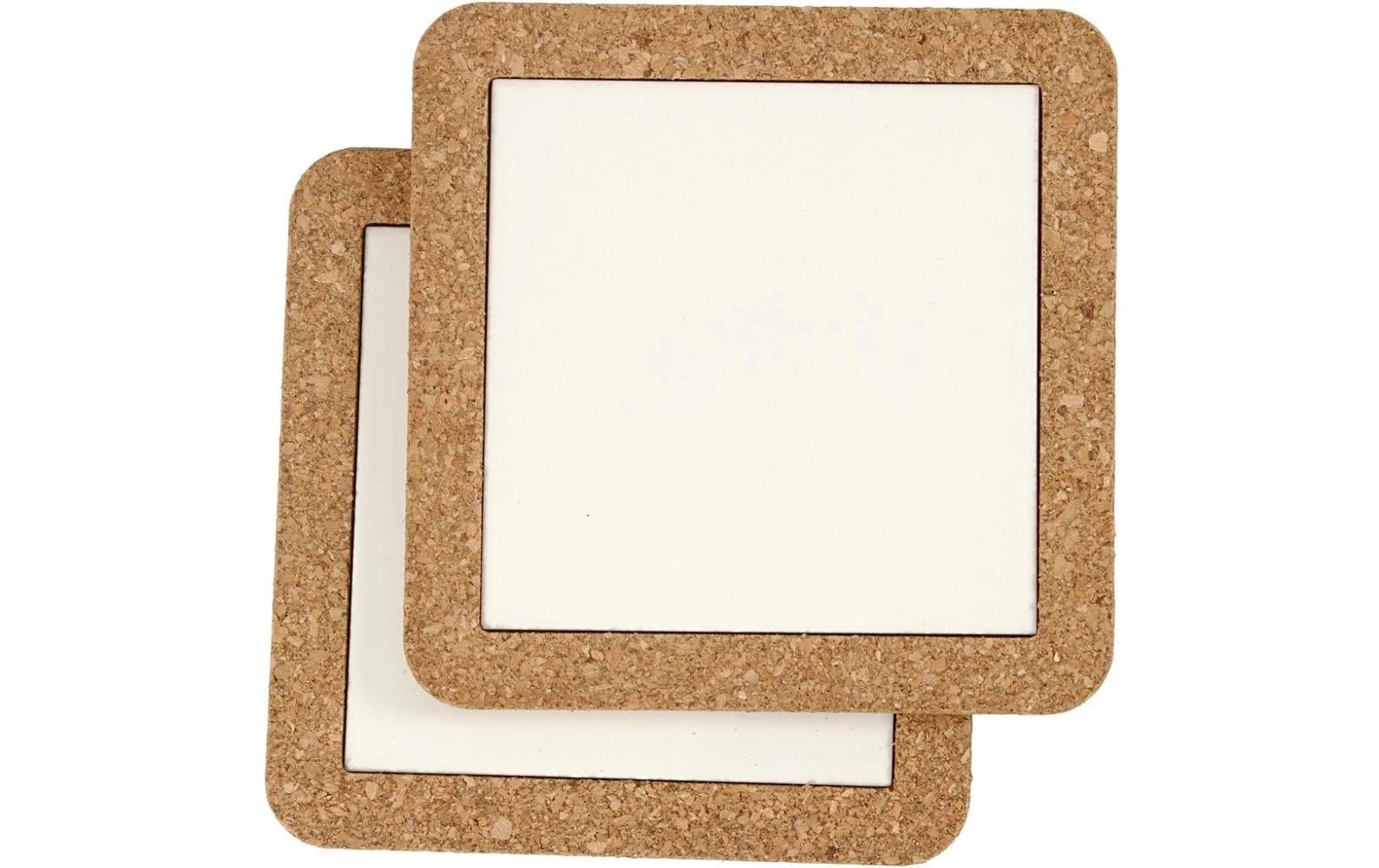Creativ Company Untersetzer – 11 × 11 × 1 cm, Kork, Weiss/Braun