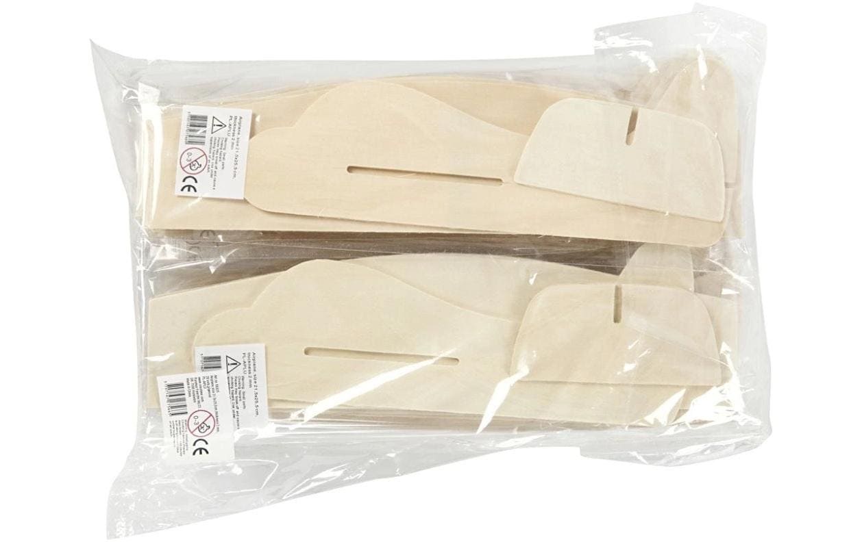 Creativ Company Holzrohling, Holz, Flugzeug, 21,5 × 25,5 × 5 cm, 20 Stk.