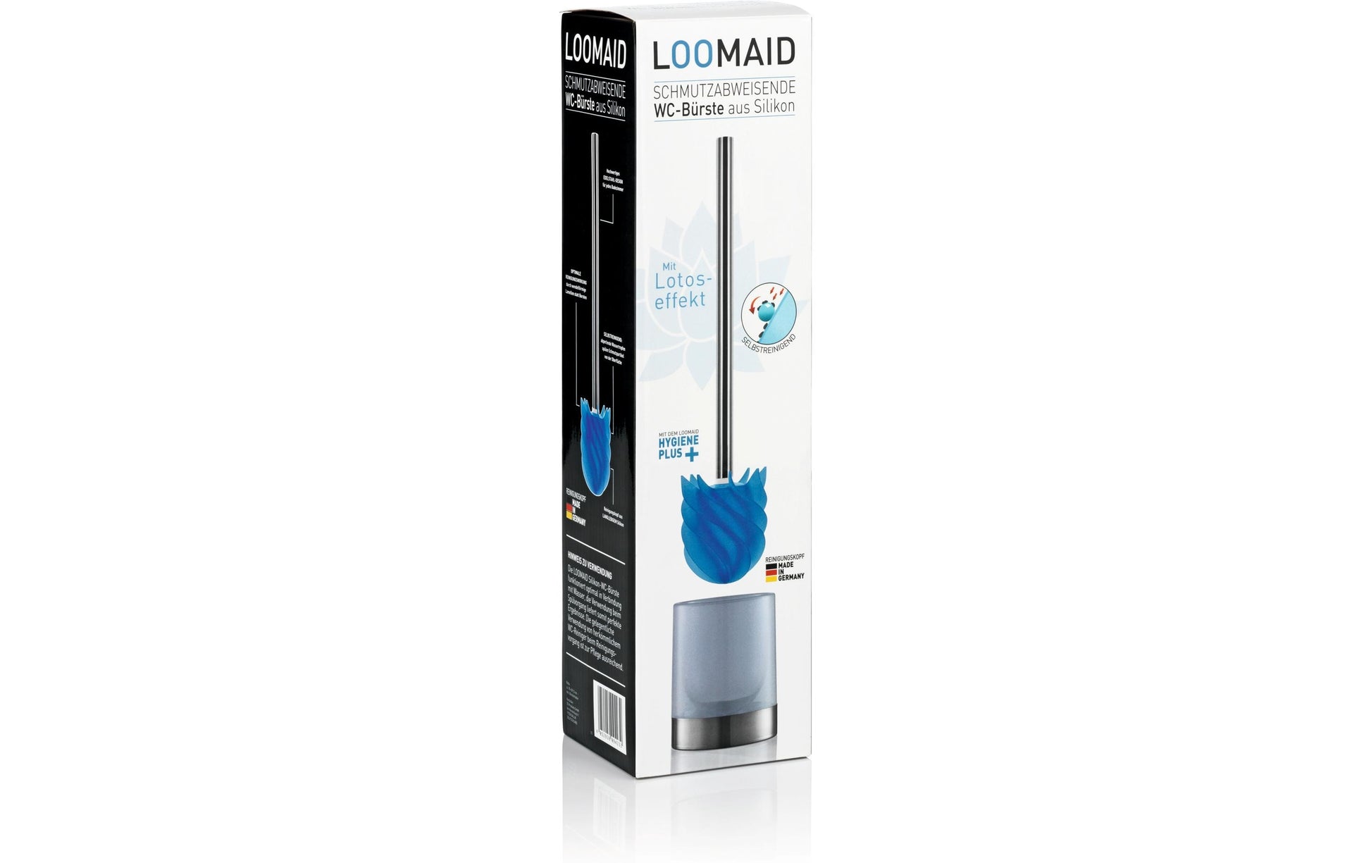 Loomaid WC-Bürstenset – Kunststoff, Edelstahl, Blau, H 38 cm, Ø 9,5 cm