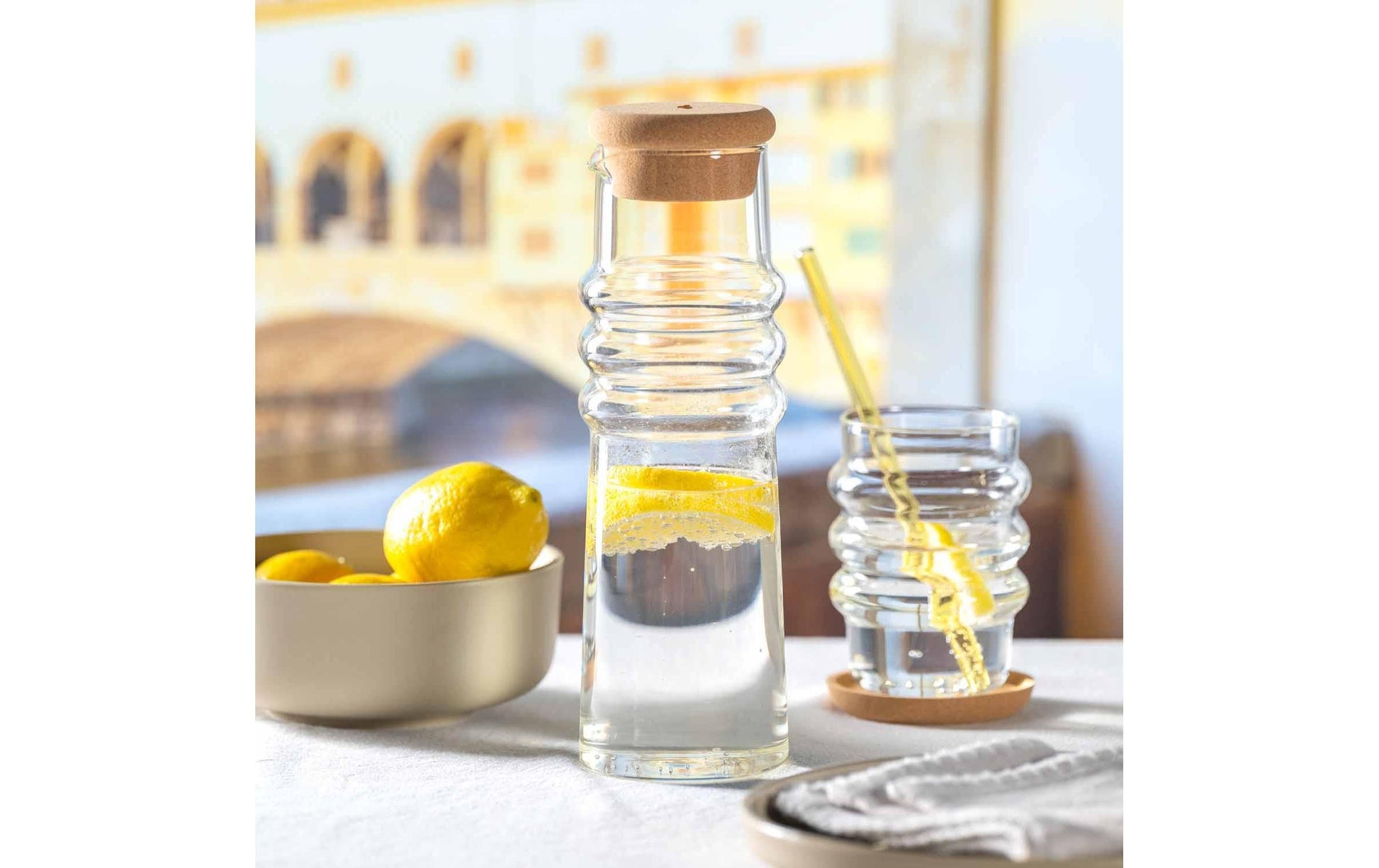 LEONARDO Sole Karaffe – 0,9 l, Borosilikatglas, Transparent, Korkstopfen, spülmaschinenfest