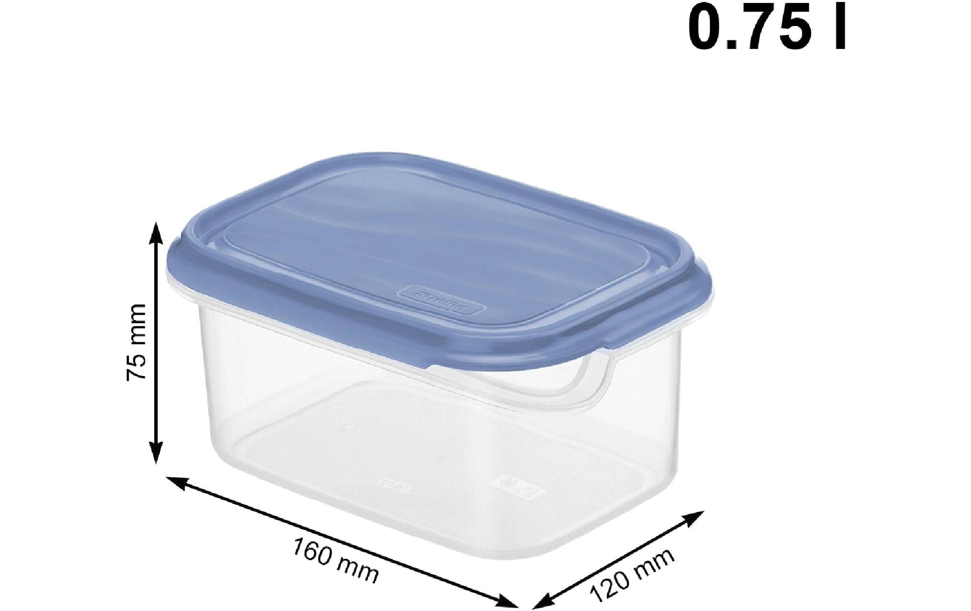 Rotho Vorratsdose 750 ml, 12 × 16 × 7,5 cm, Kunststoff, transparent/blau