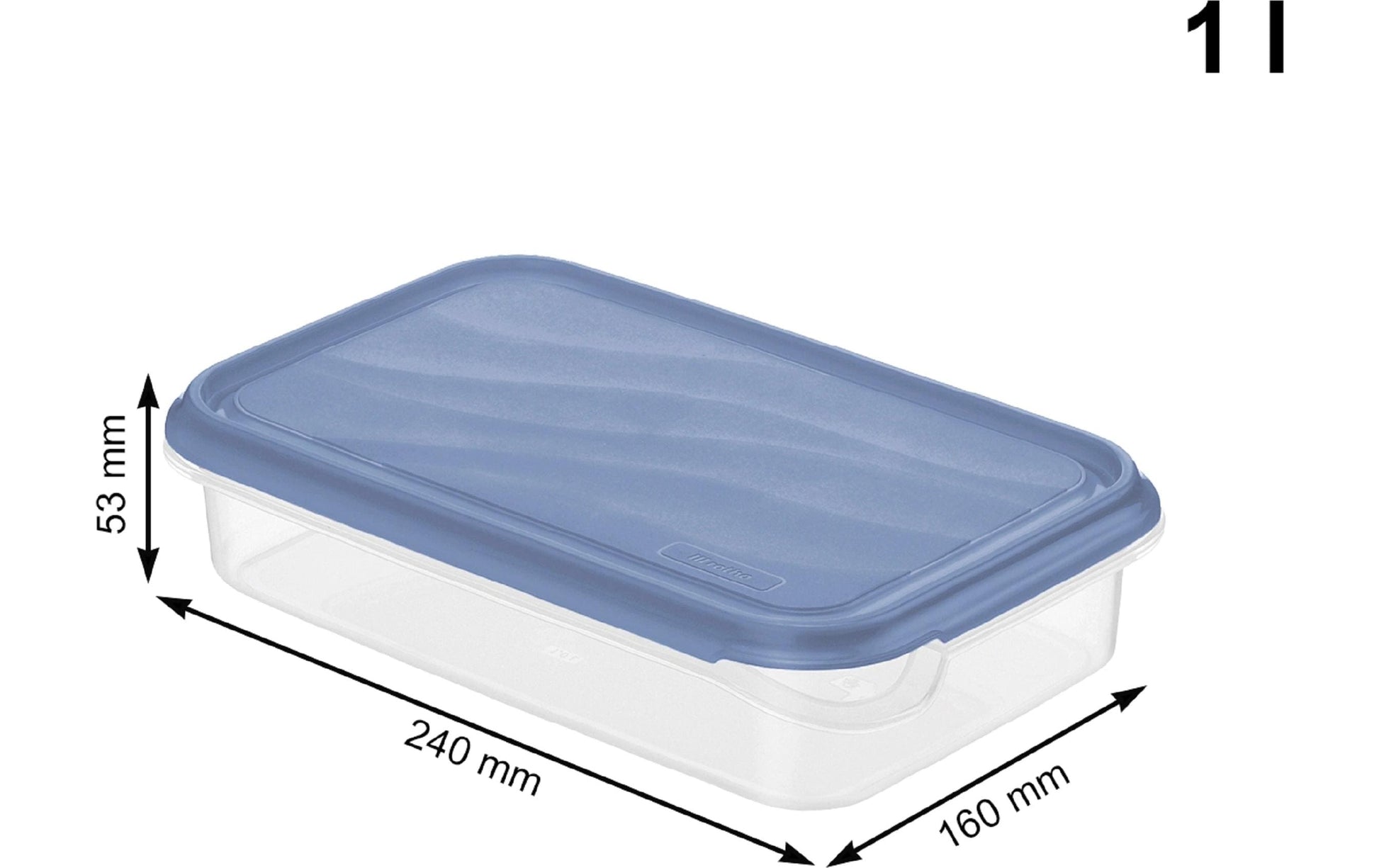 Rotho Vorratsdose 1,1 l, 16 × 24 × 5,3 cm, Kunststoff, transparent/blau