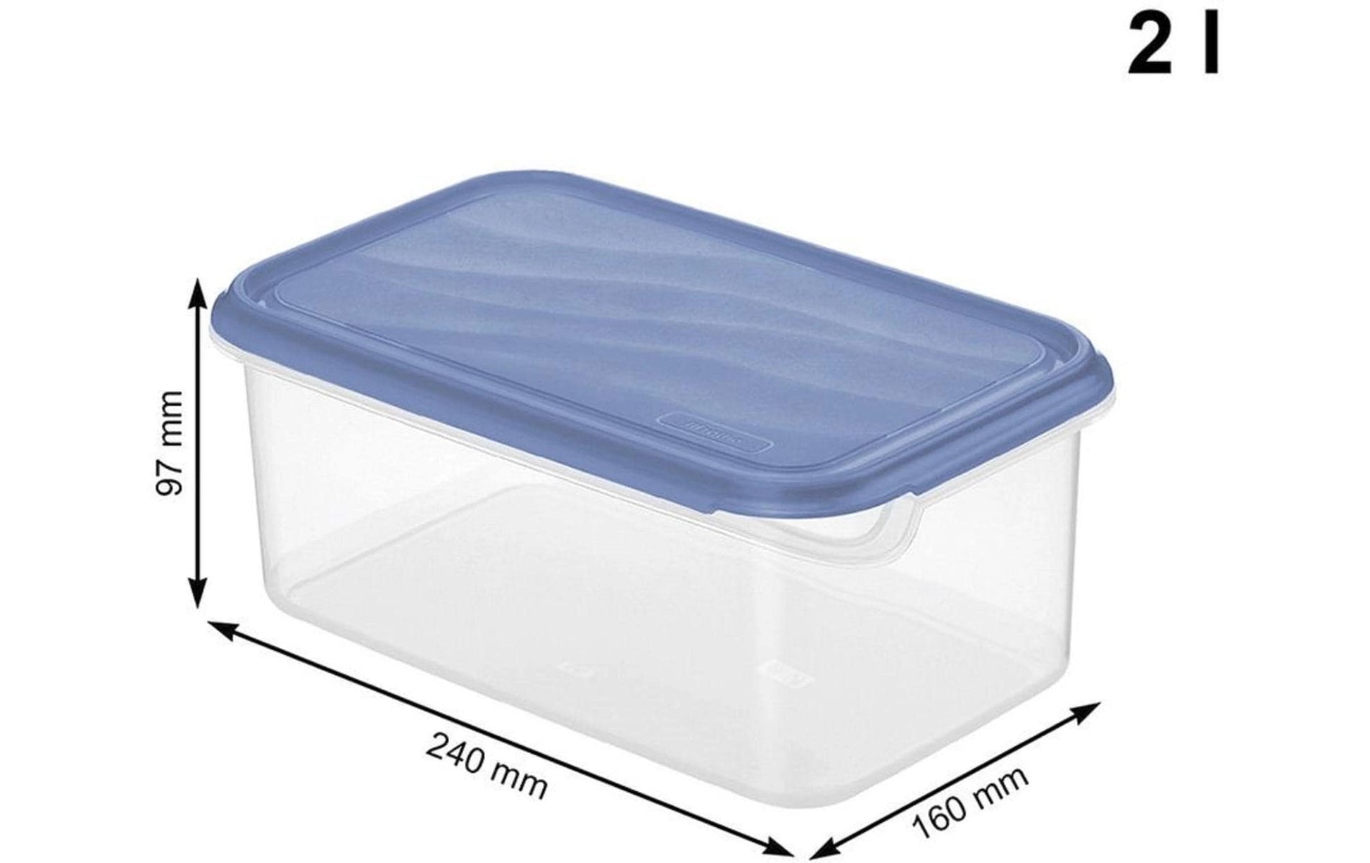 Rotho Vorratsdose 2 l, 16 × 24 × 9,7 cm, Kunststoff, transparent/blau