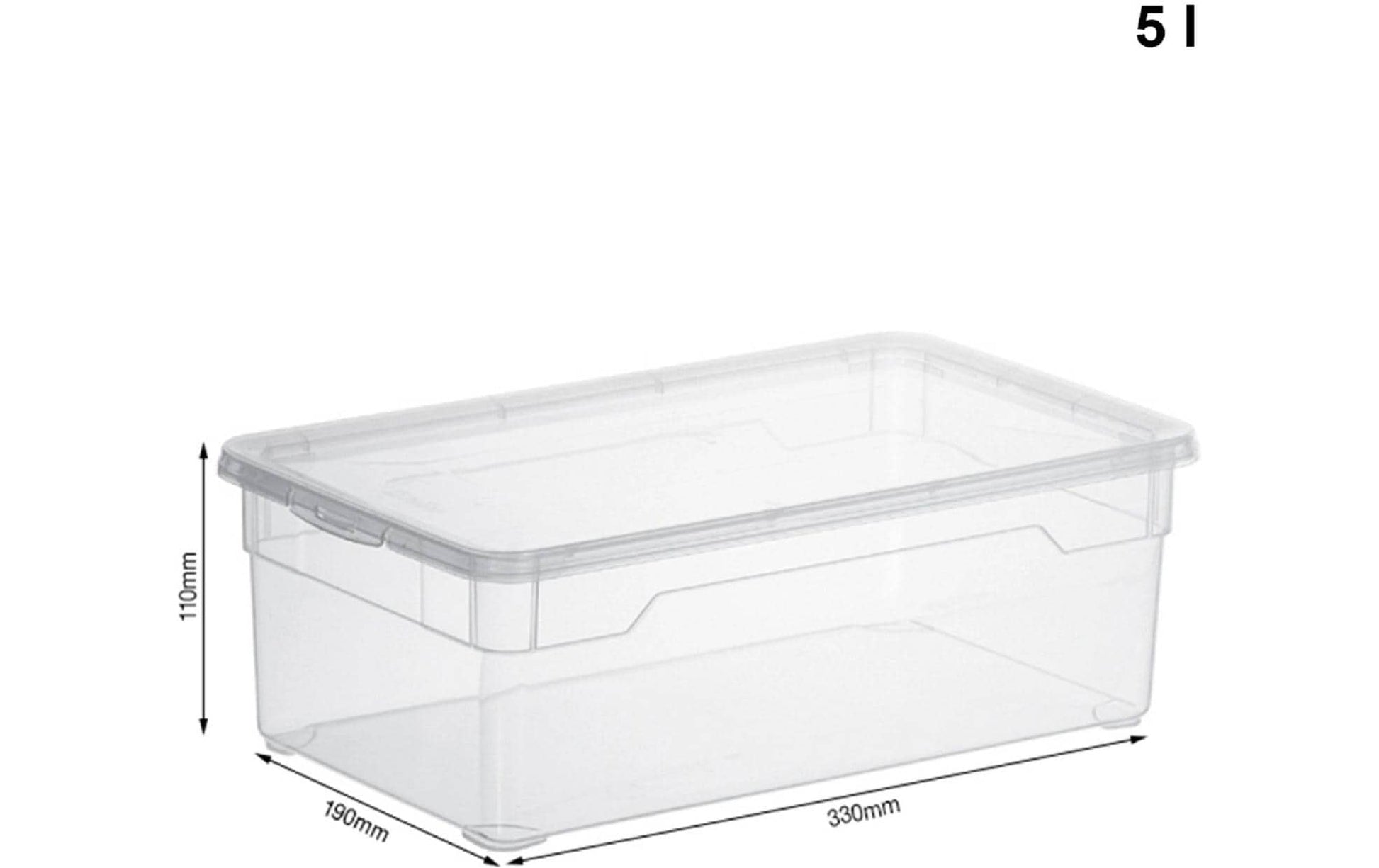 Rotho Aufbewahrungsbox – Kunststoff, Transparent, 19 × 11 × 33,5 cm – 5er-Pack