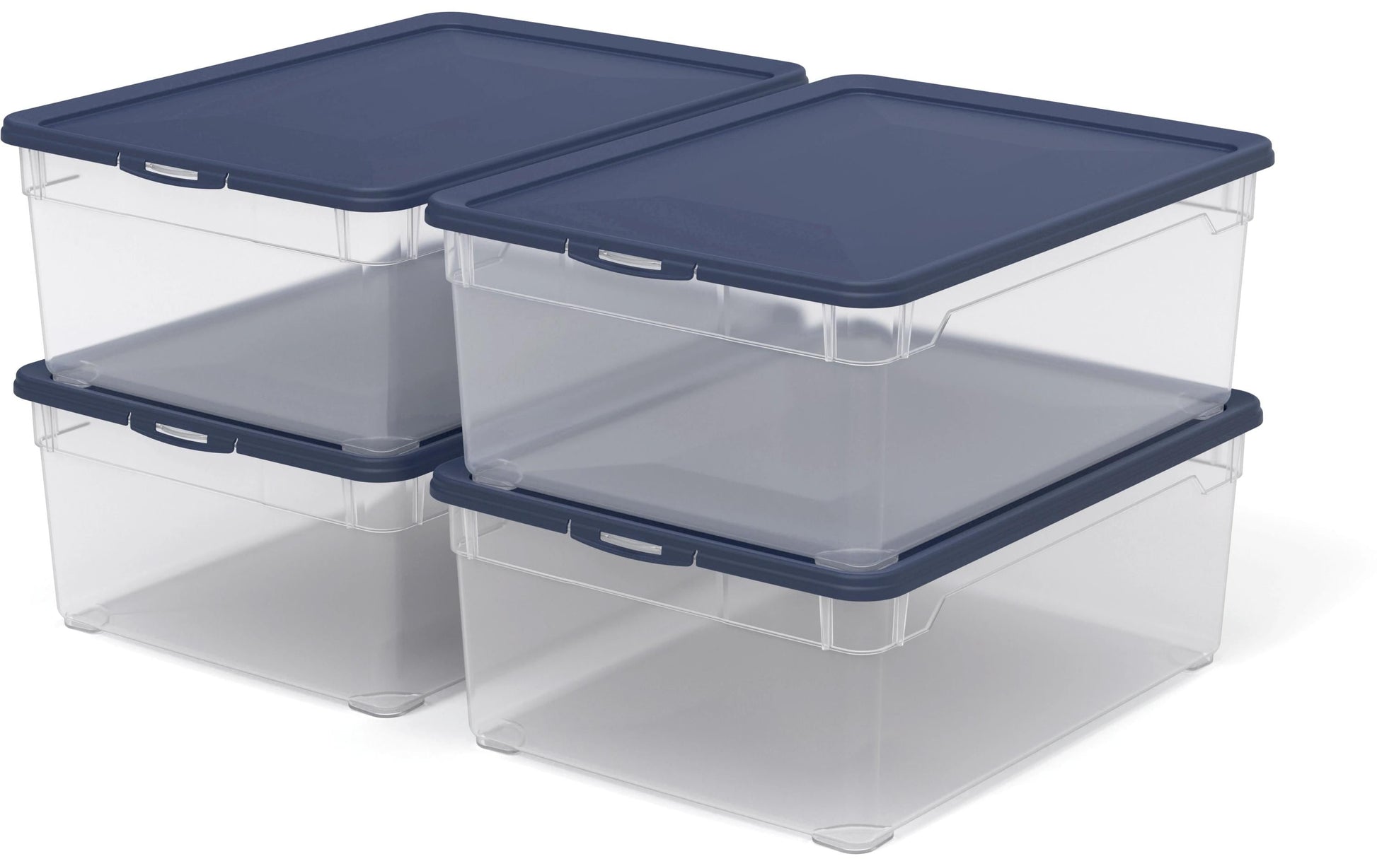 Rotho Aufbewahrungsbox 10 l (mit Deckel) – Kunststoff – transparent/blau – 360 × 140 × 260 mm