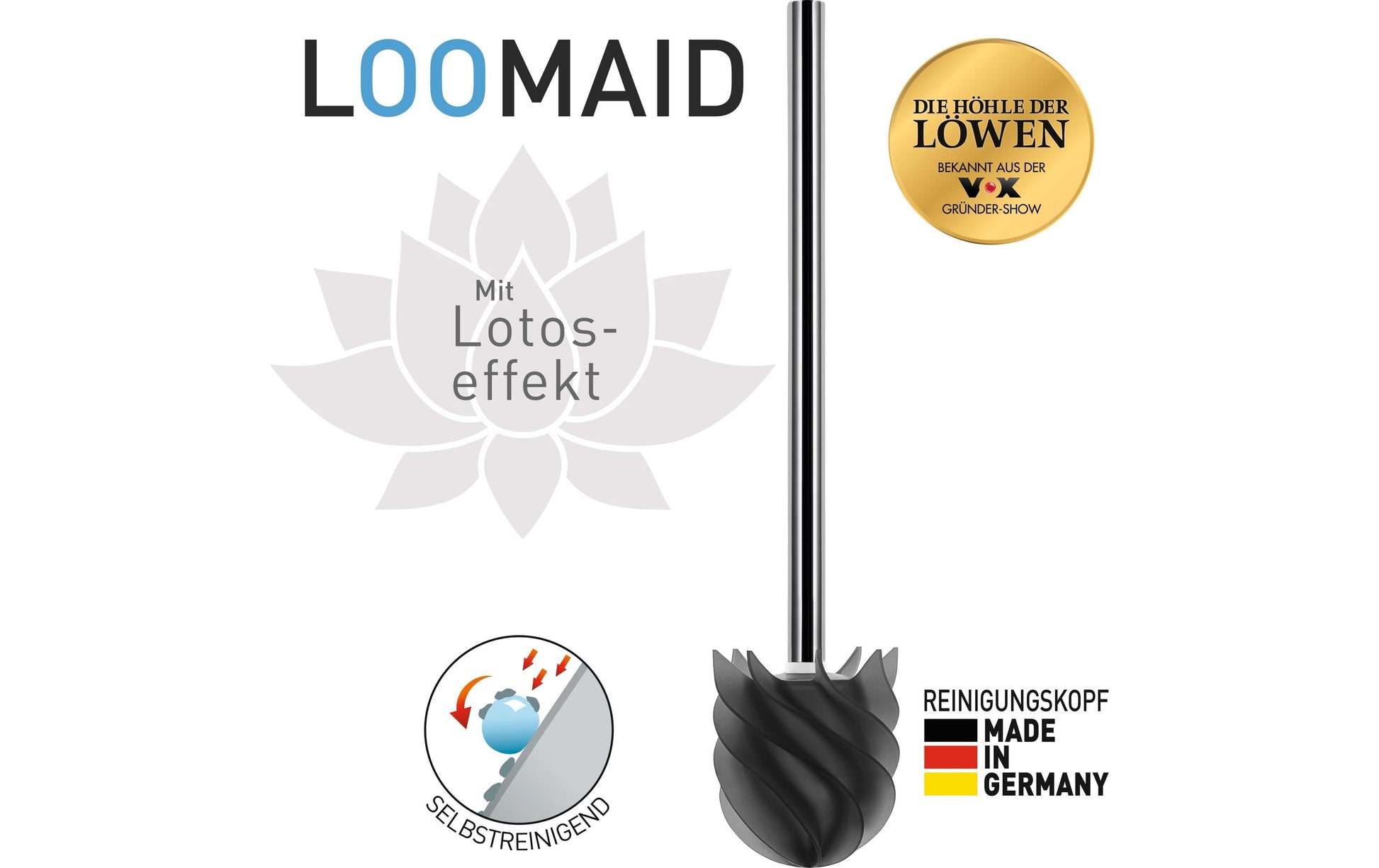Loomaid Ersatzbürstenkopf – Kunststoff, Grau, Ø 7,8 cm, H 35 cm